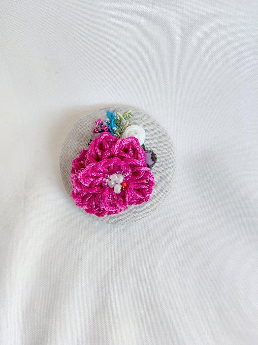 fuschia flower brooch 027- Handcrafted Statement Jewelry
