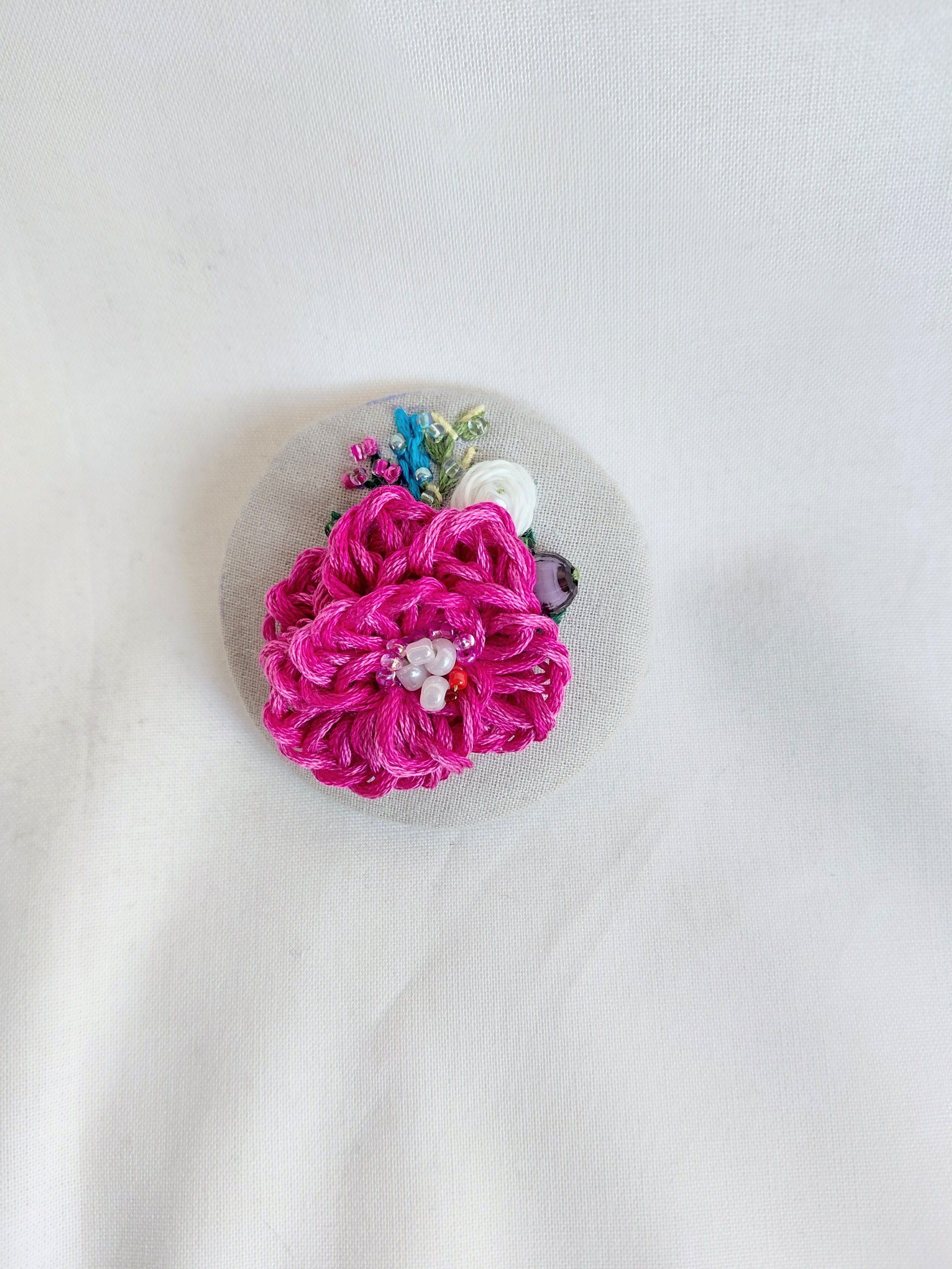 fuschia flower brooch 027- Handcrafted Statement Jewelry