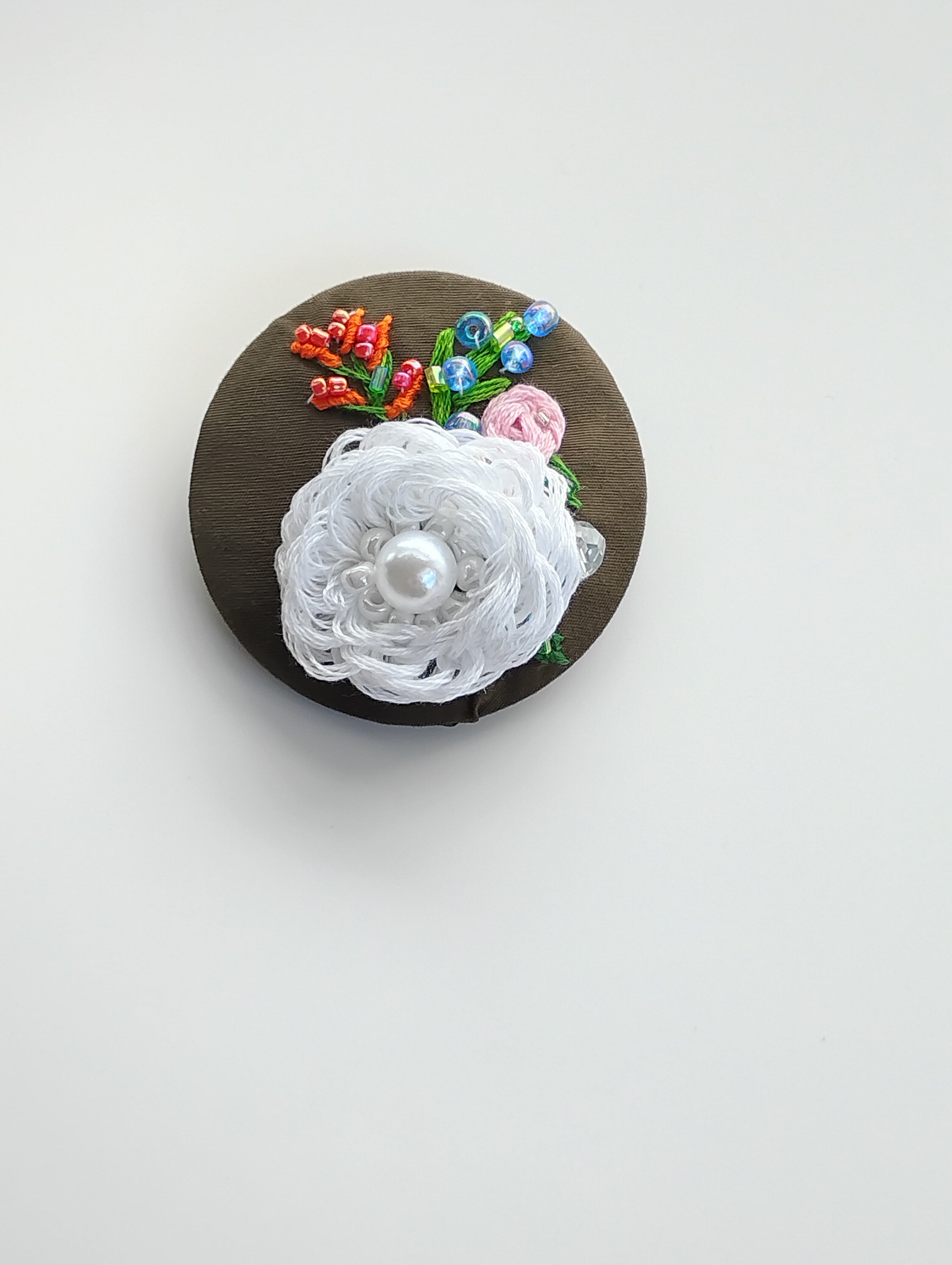 white flower brooch 001- Handcrafted Statement Jewelry