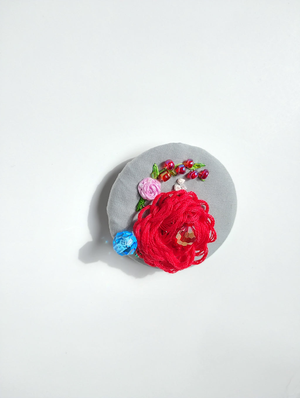 red flower brooch 008- Handcrafted Statement Jewelry