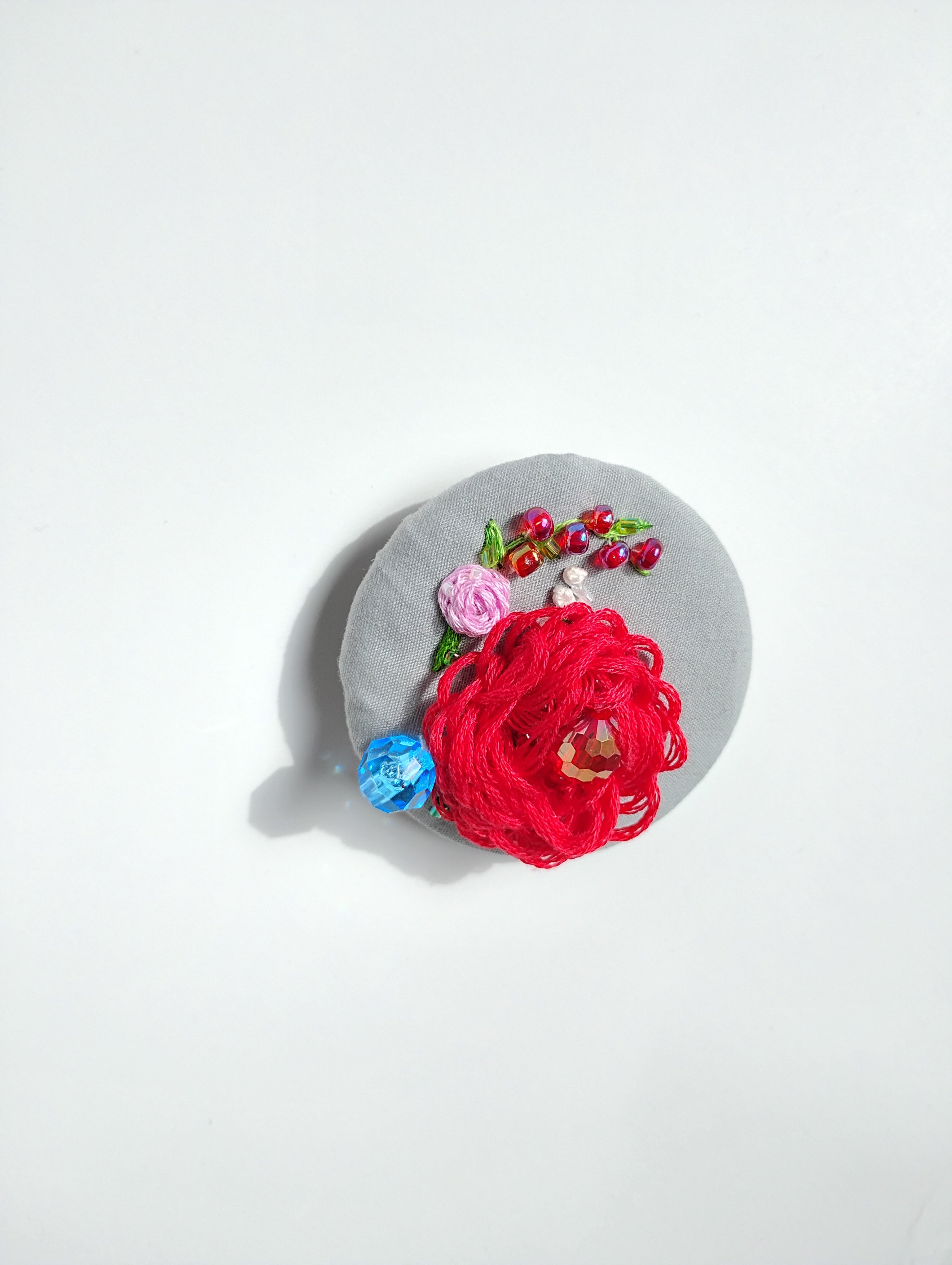 red flower brooch 008- Handcrafted Statement Jewelry