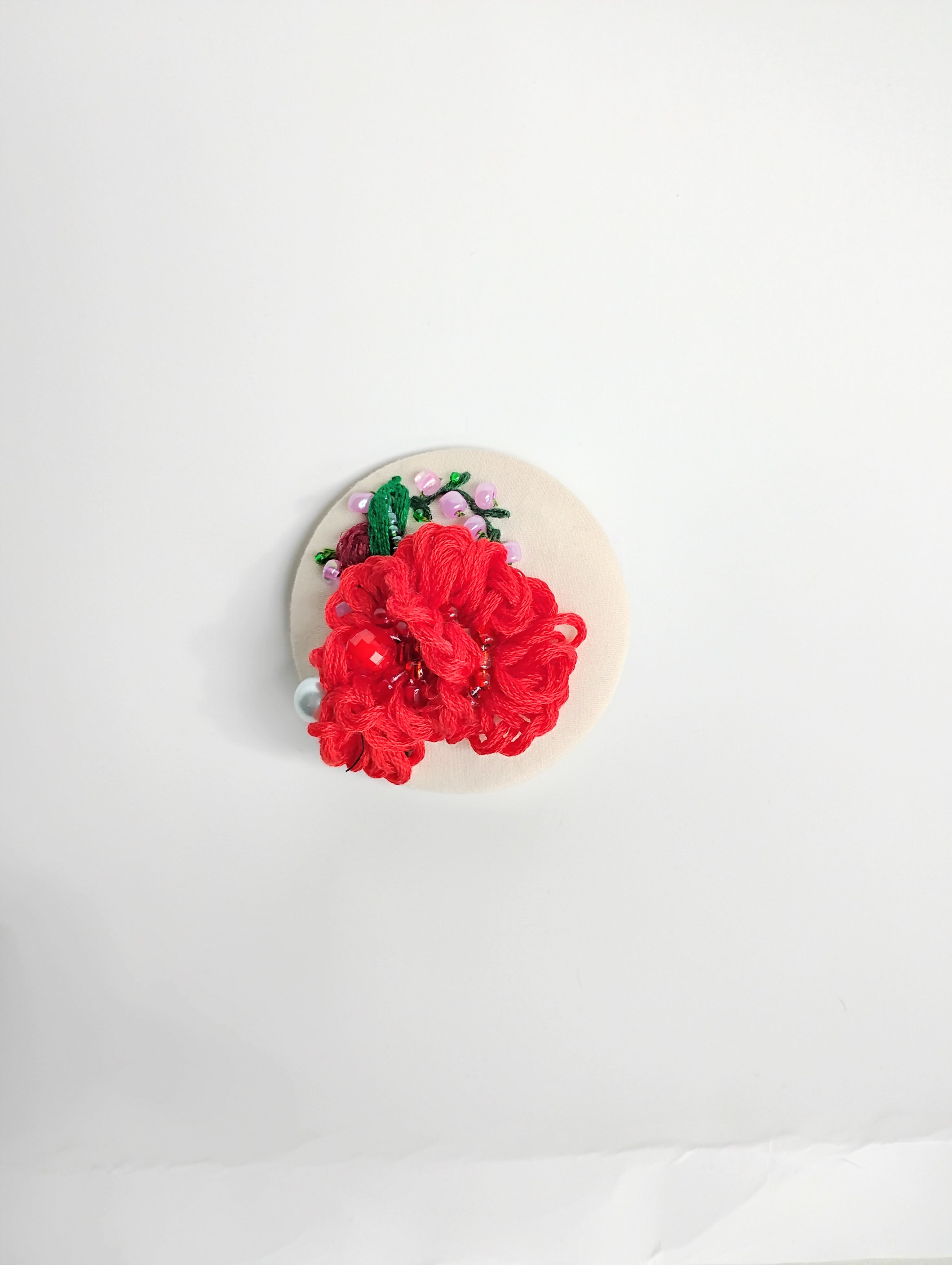 red flower brooch 006- Handcrafted Statement Jewelry
