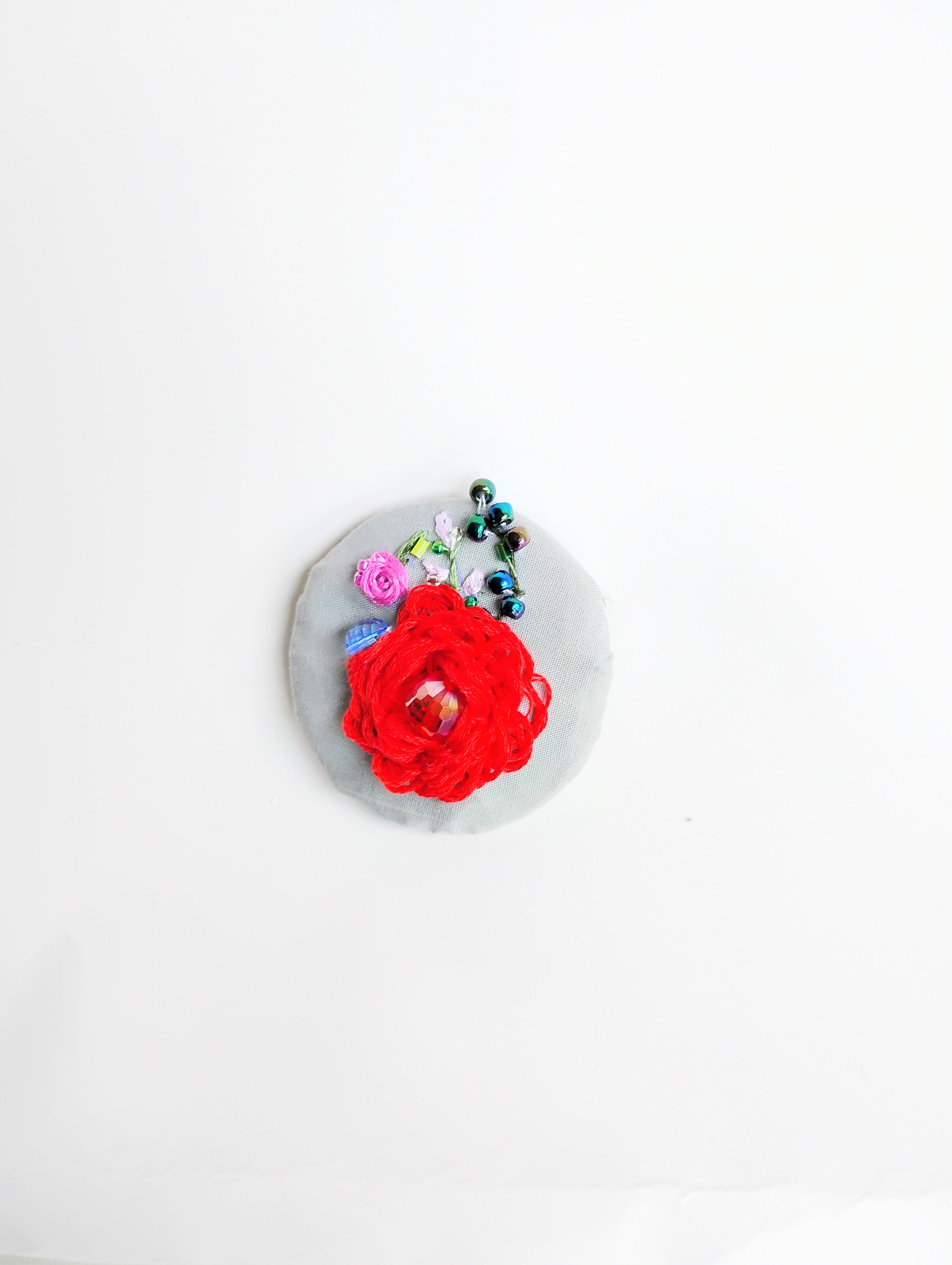 red flower brooch 004- Handcrafted Statement Jewelry