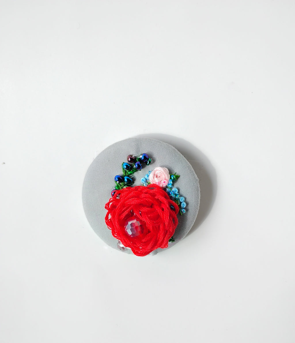 red flower brooch 017- Handcrafted Statement Jewelry