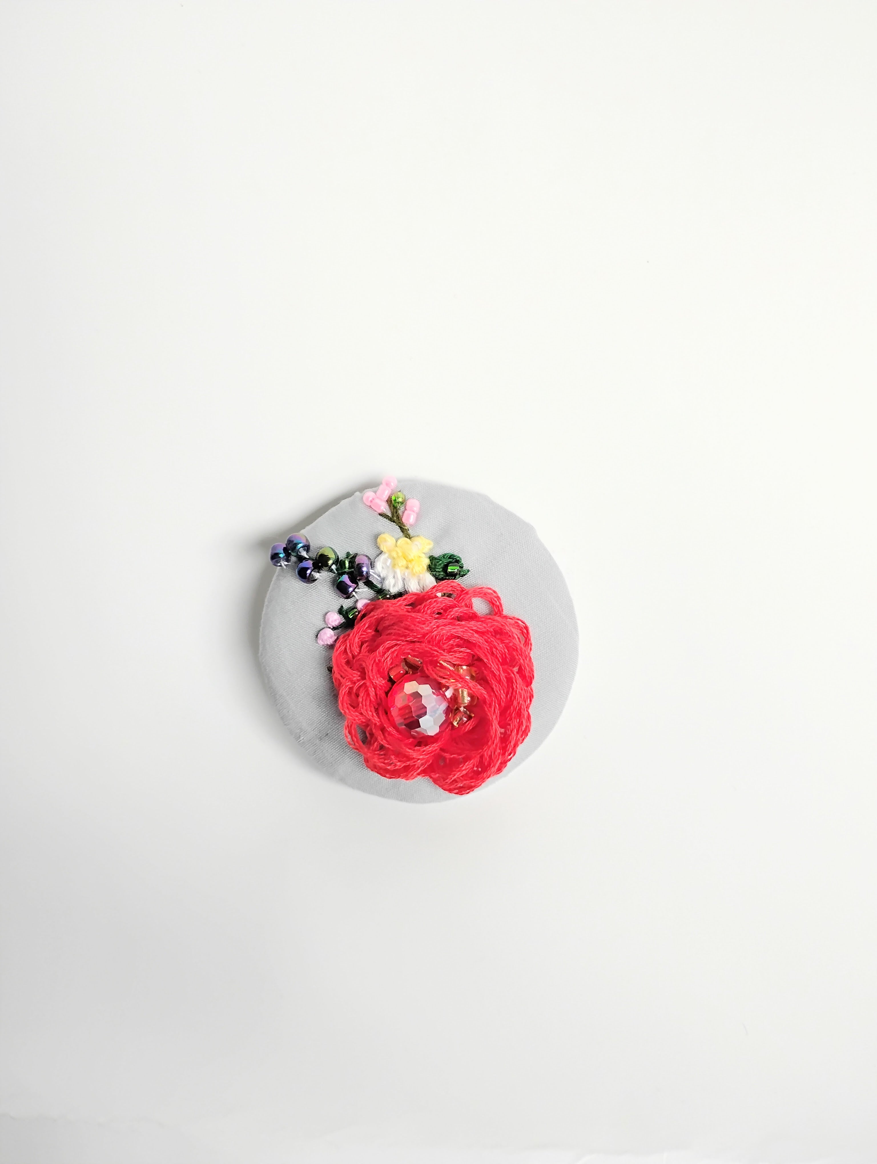 red flower brooch 005- Handcrafted Statement Jewelry