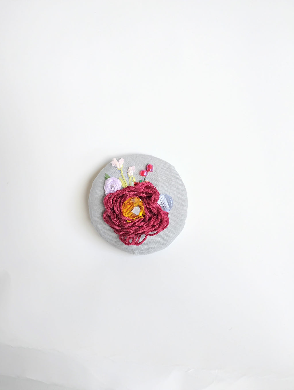 burgundy flower brooch 001- Handcrafted Statement Jewelry