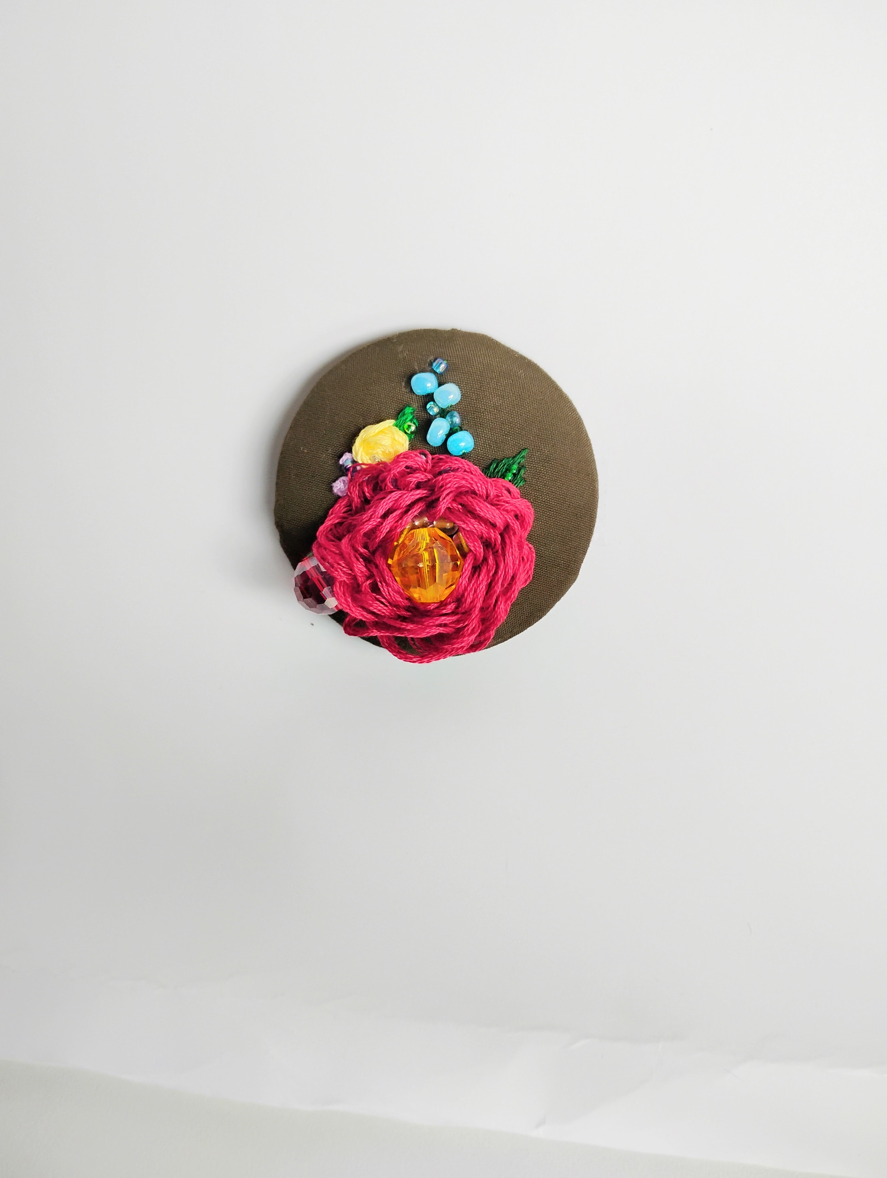 burgundy flower brooch 002- Handcrafted Statement Jewelry