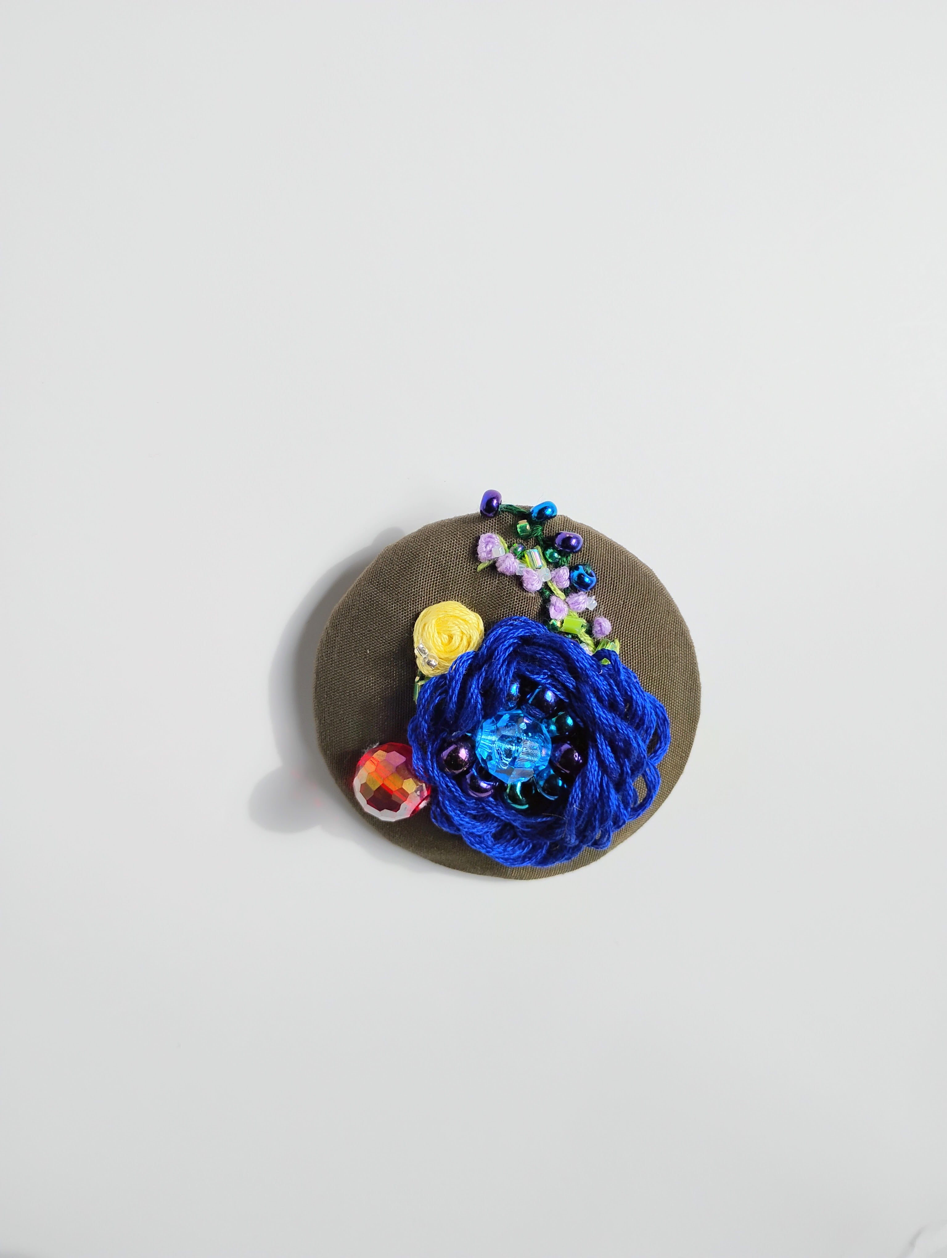 blue flower brooch 014- Handcrafted Statement Jewelry