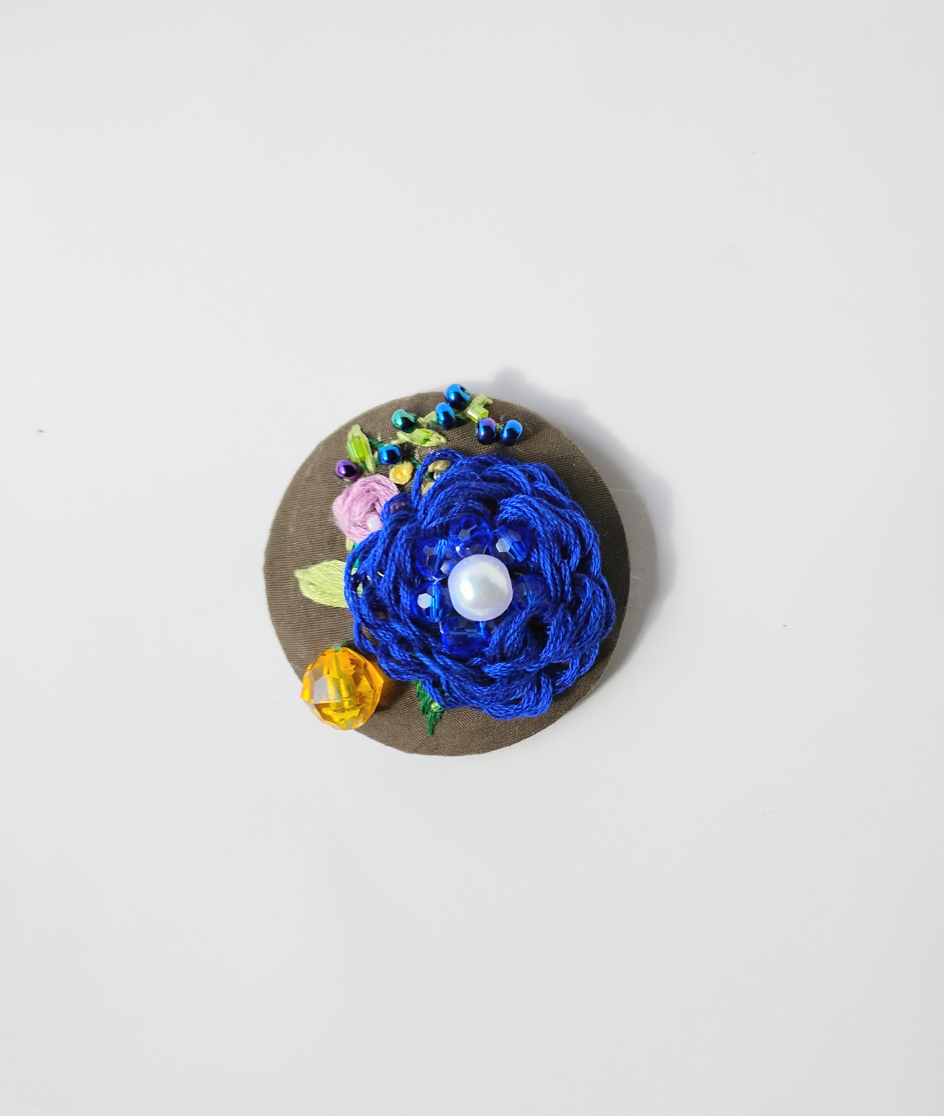 blue flower brooch 015- Handcrafted Statement Jewelry