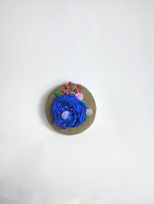blue flower brooch 004- Handcrafted Statement Jewelry