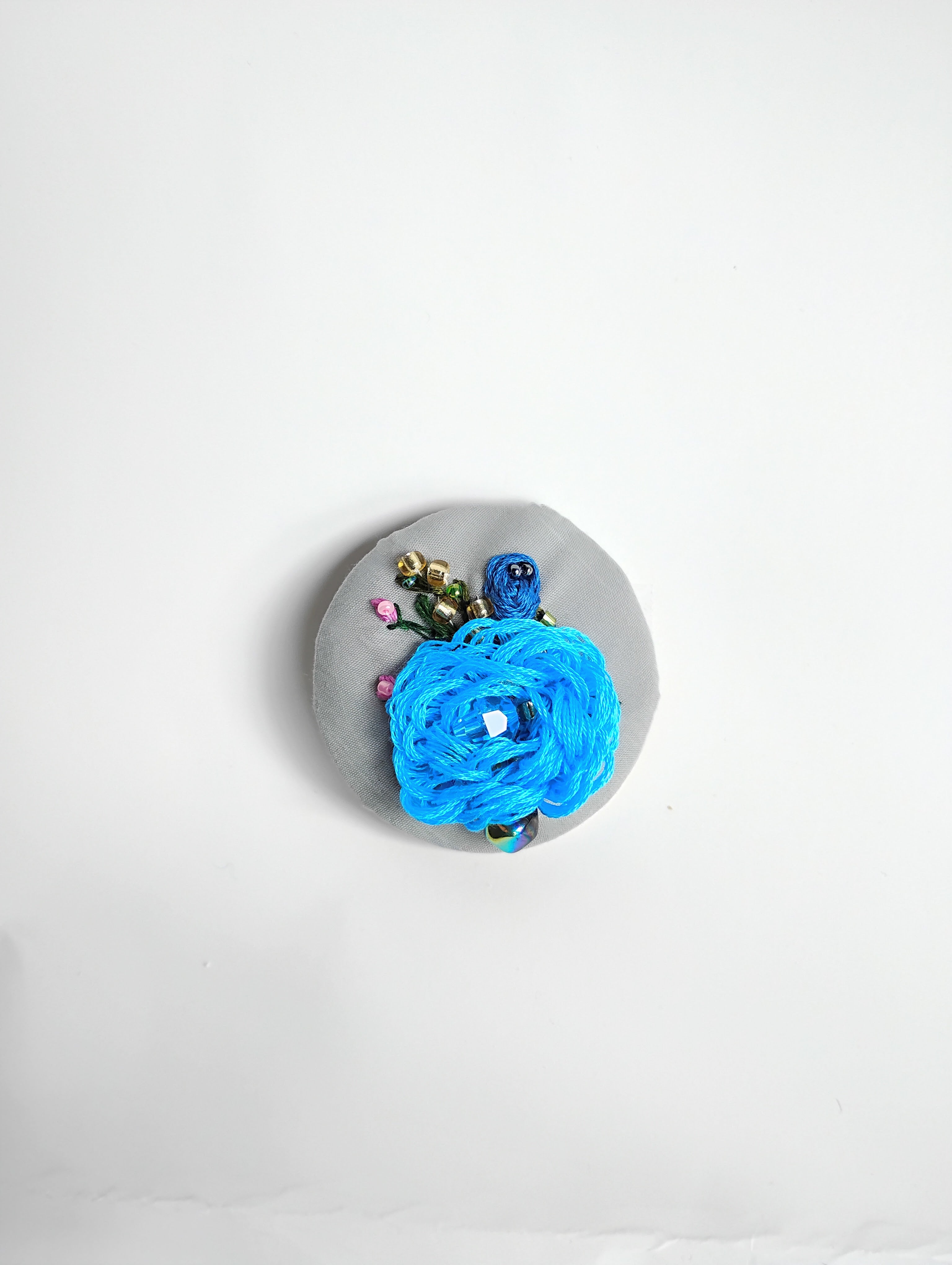 blue flower brooch 006- Handcrafted Statement Jewelry