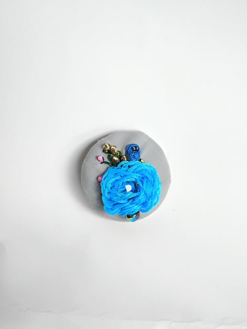 blue flower brooch 006- Handcrafted Statement Jewelry