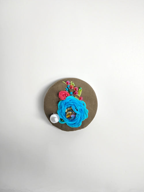blue flower brooch 009- Handcrafted Statement Jewelry