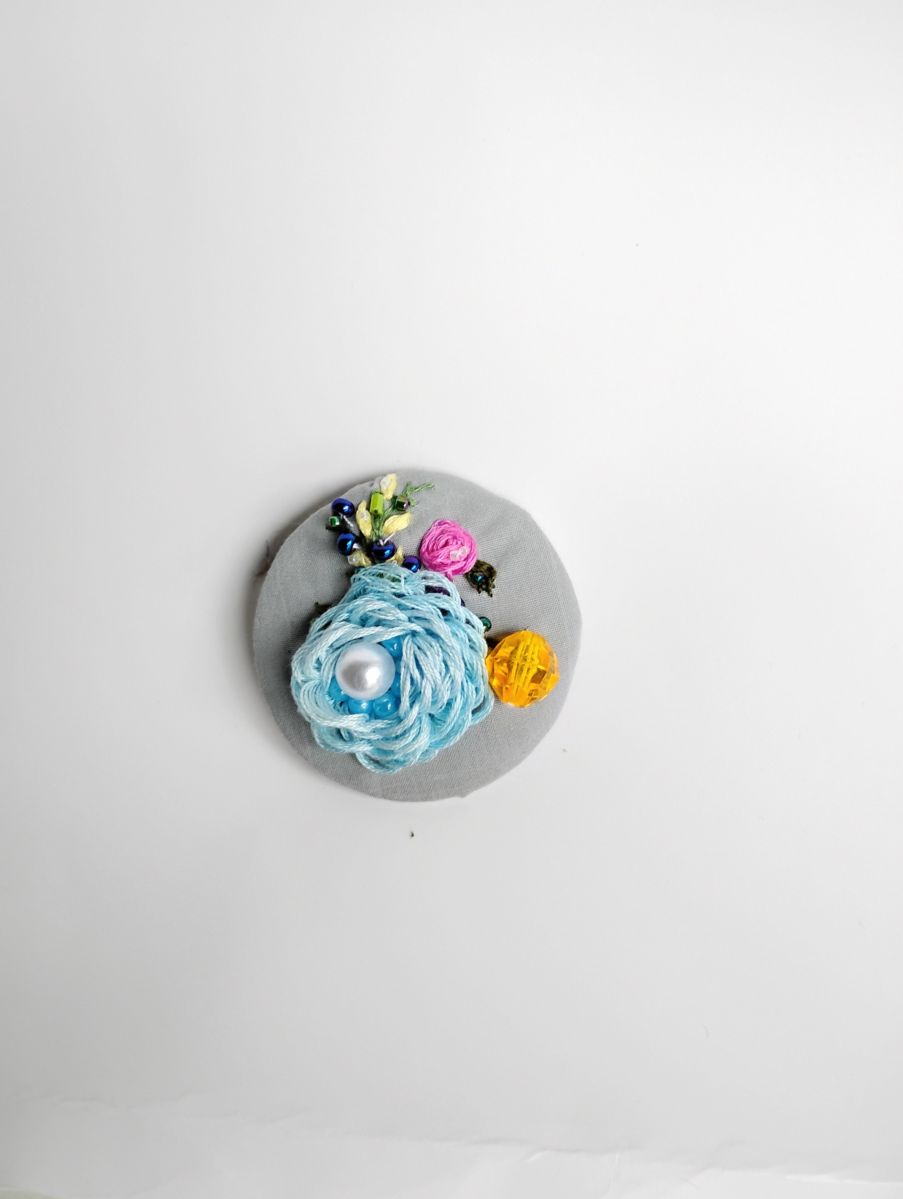 blue flower brooch 008- Handcrafted Statement Jewelry
