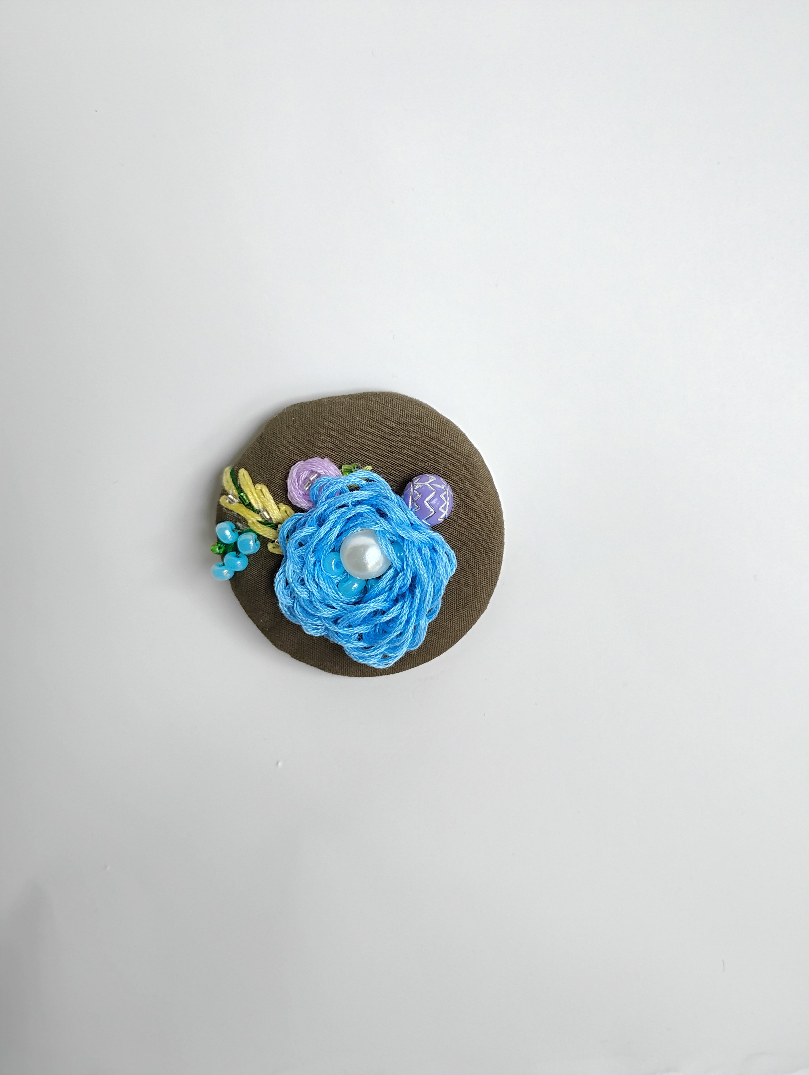 blue flower brooch 005- Handcrafted Statement Jewelry