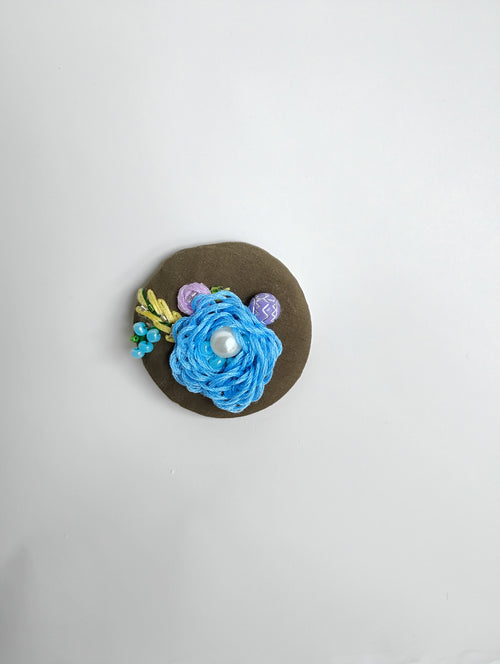 blue flower brooch 005- Handcrafted Statement Jewelry