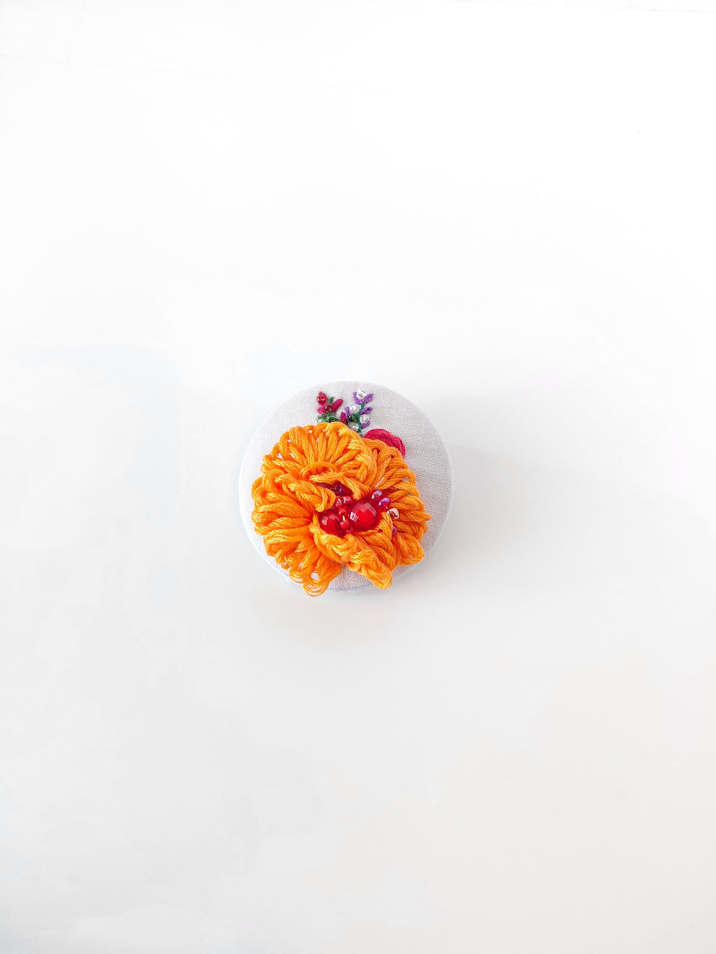 orange flower brooch 049