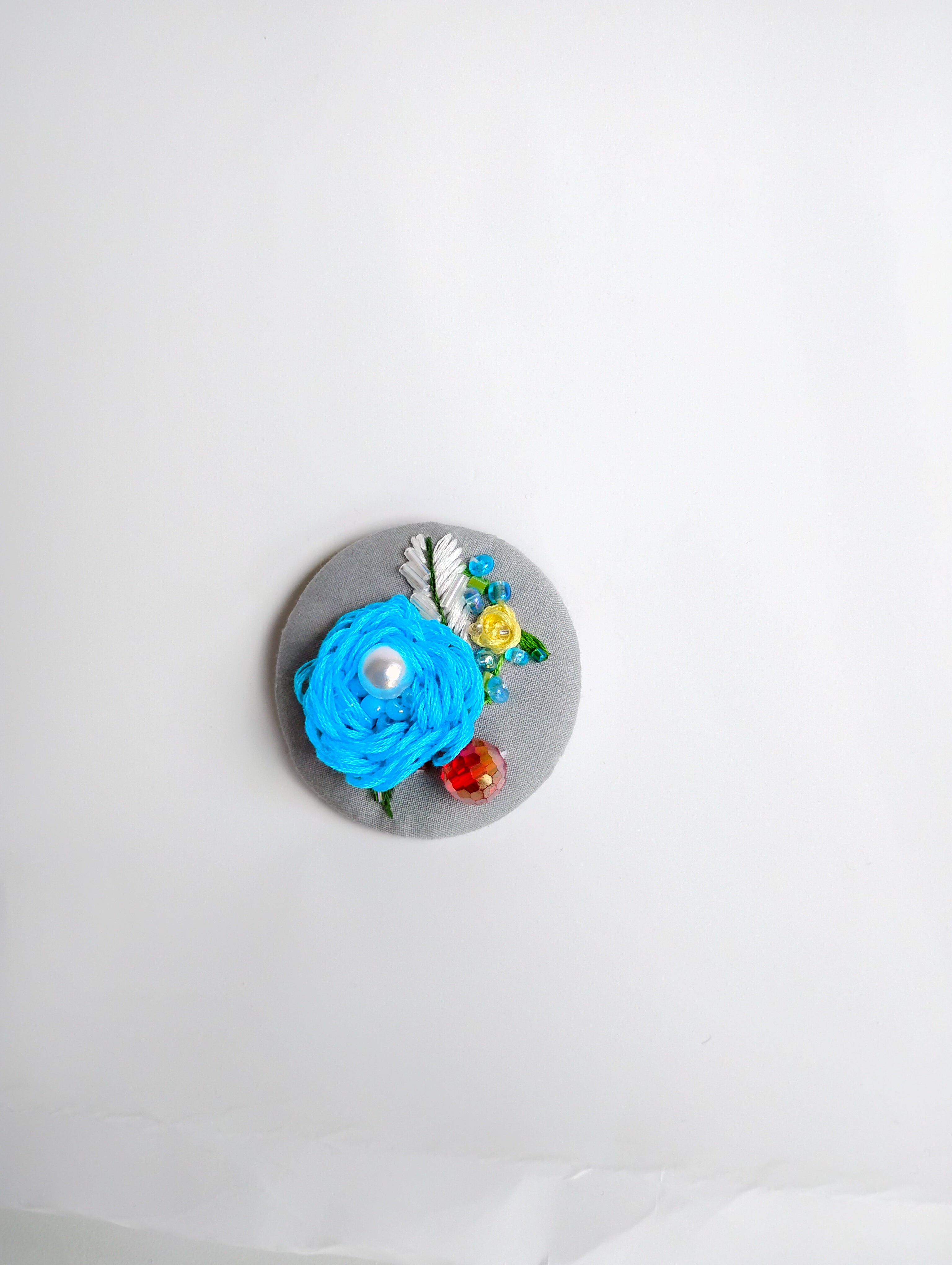 turquoise flower brooch 001- Handcrafted Statement Jewelry