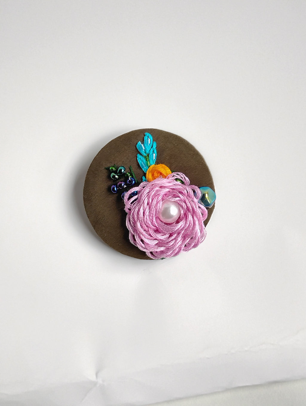 pink flower brooch 001- Handcrafted Statement Jewelry