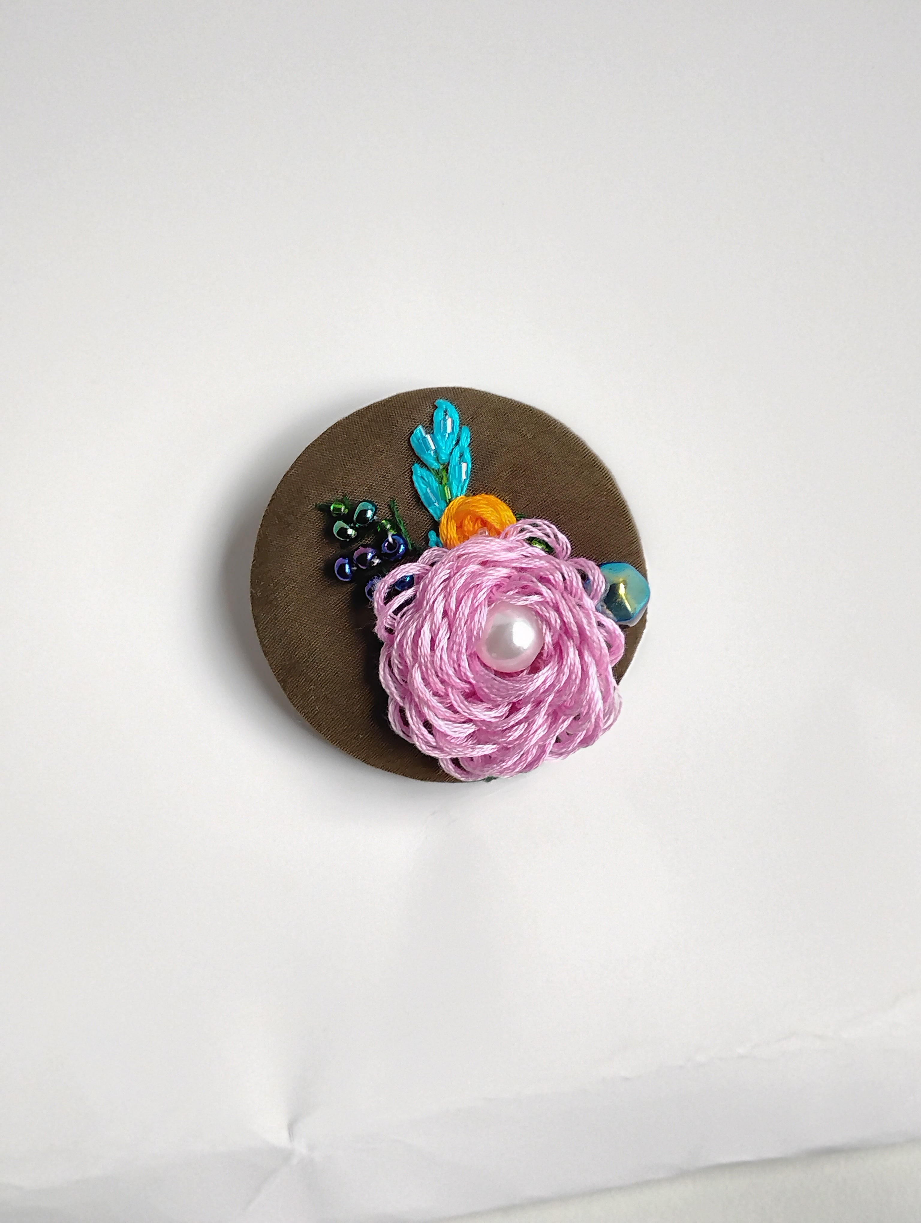 pink flower brooch 001- Handcrafted Statement Jewelry