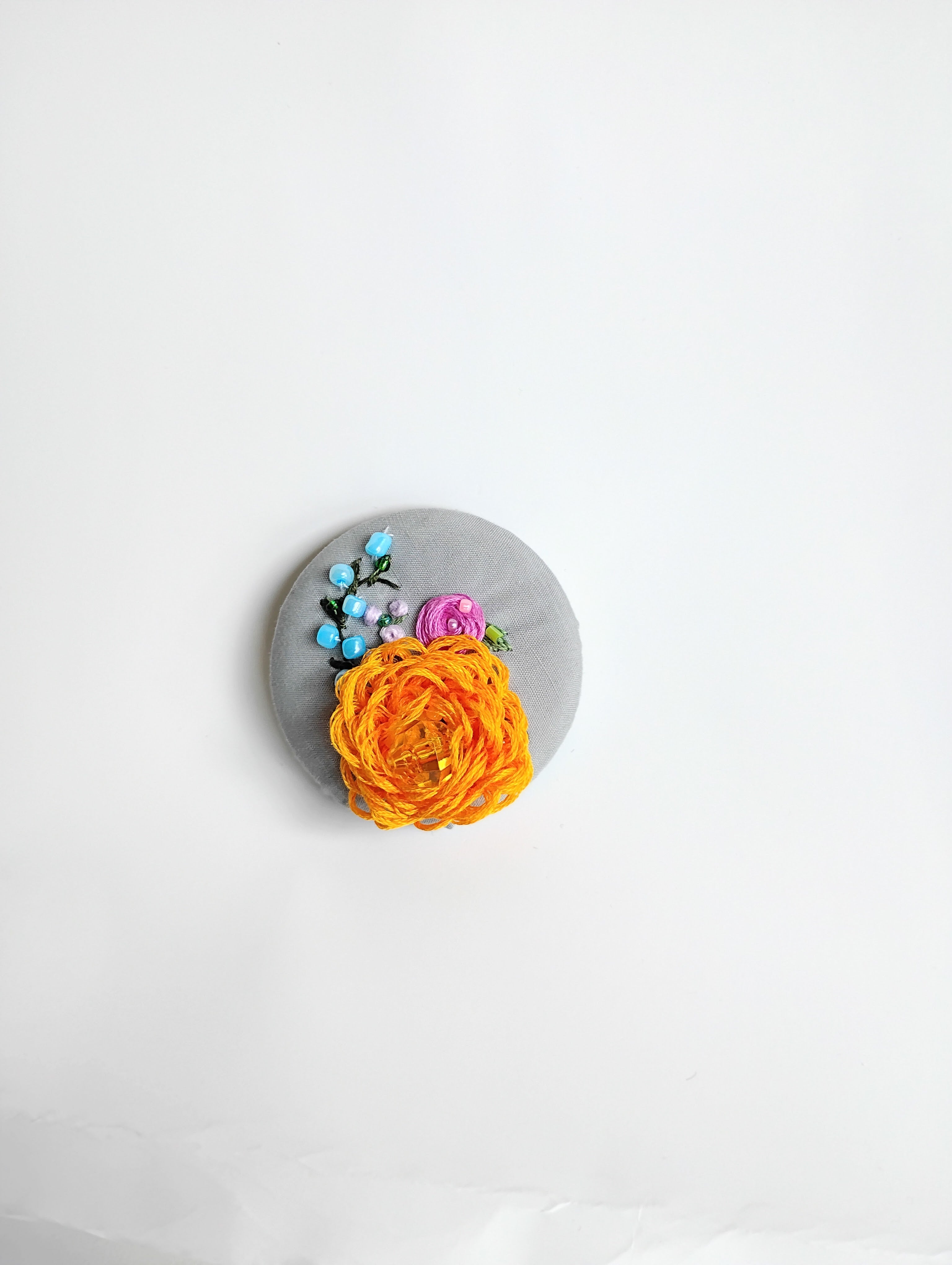 orange Flower Brooch 001- Handcrafted Statement Jewelry