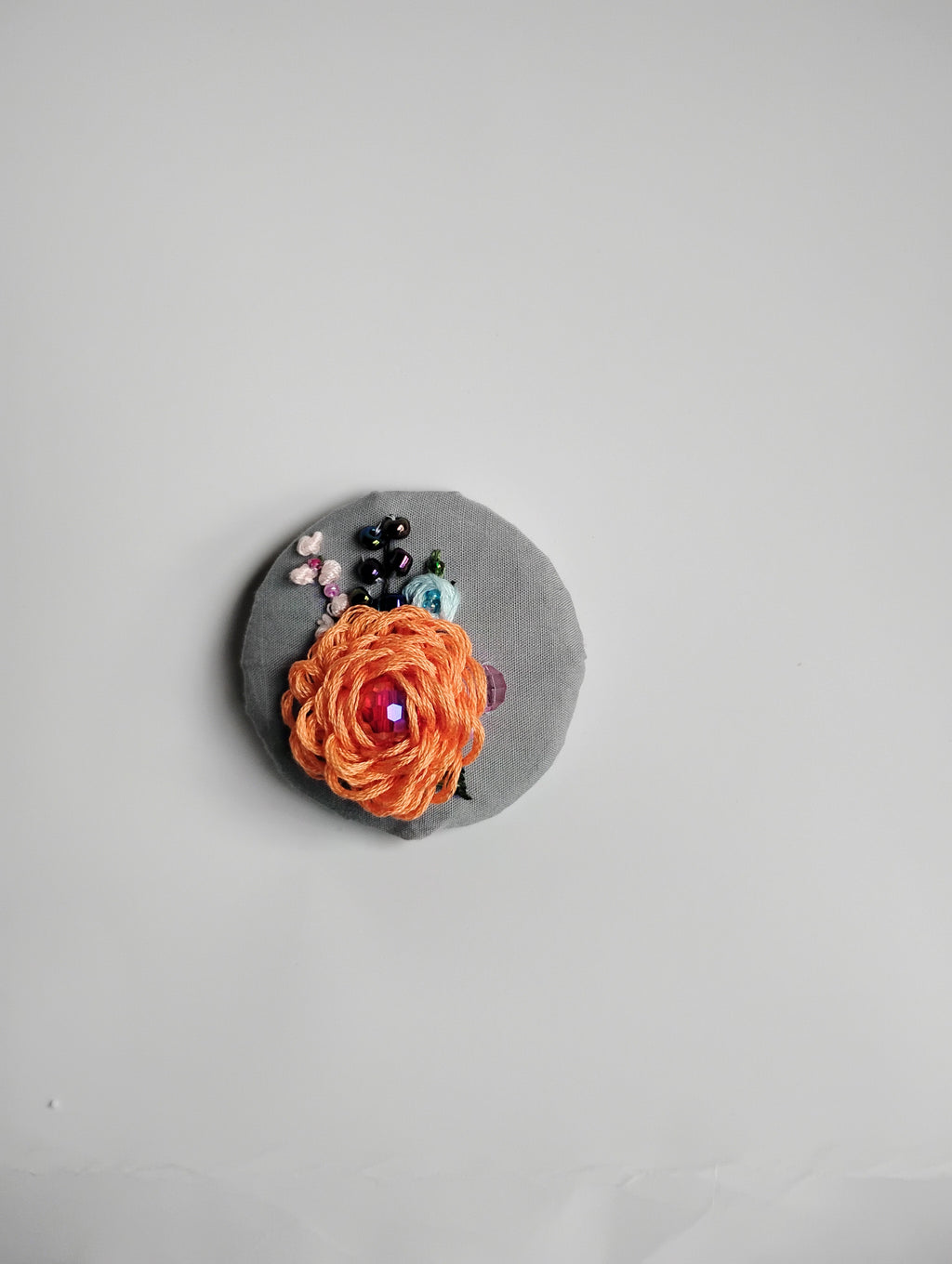orange Flower Brooch 002- Handcrafted Statement Jewelry