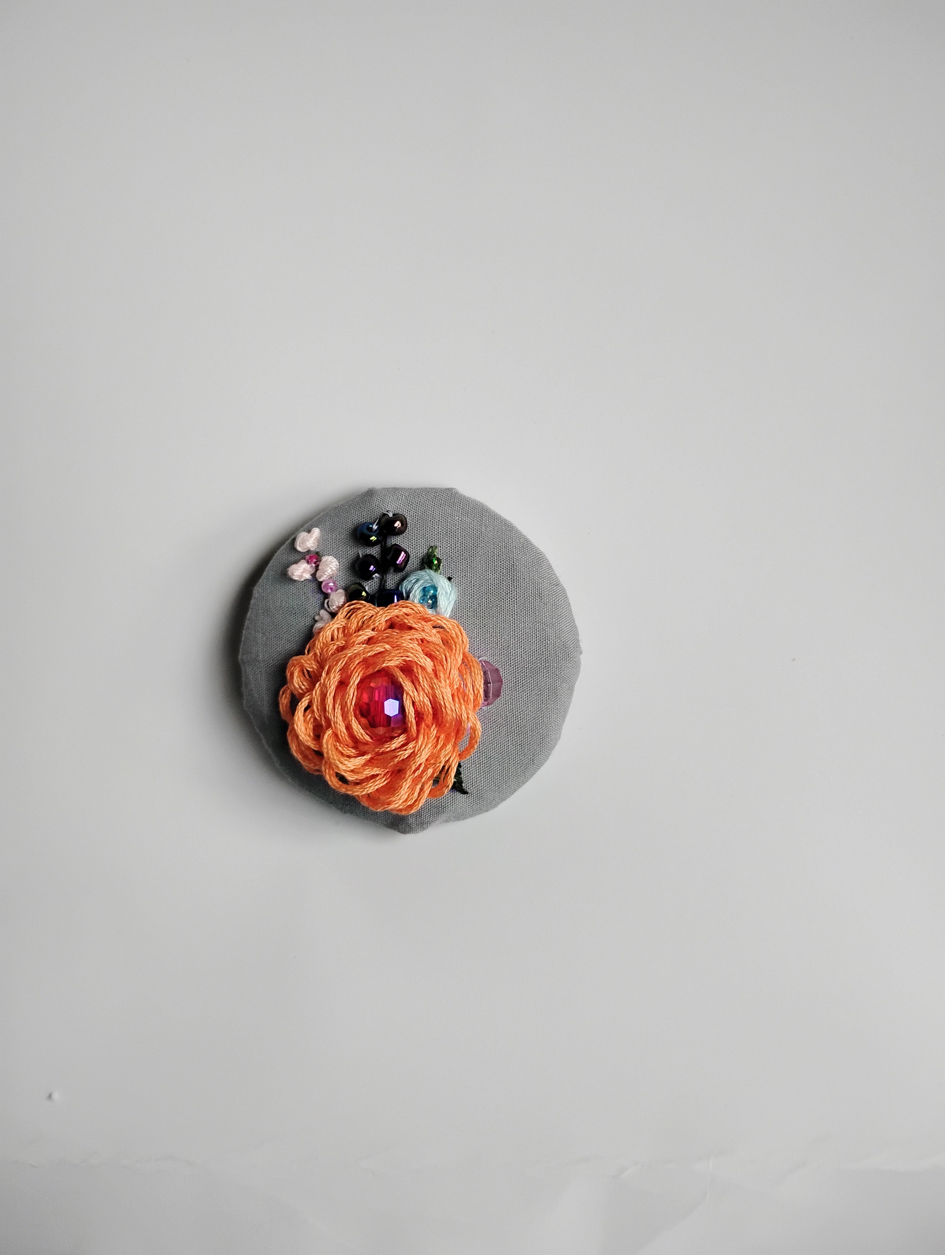 orange Flower Brooch 002- Handcrafted Statement Jewelry