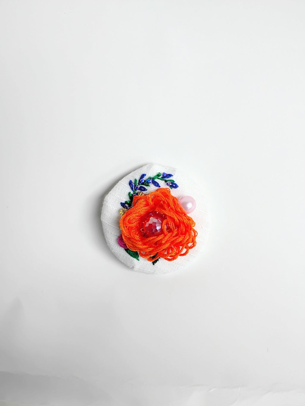 orange Flower Brooch 003- Handcrafted Statement Jewelry