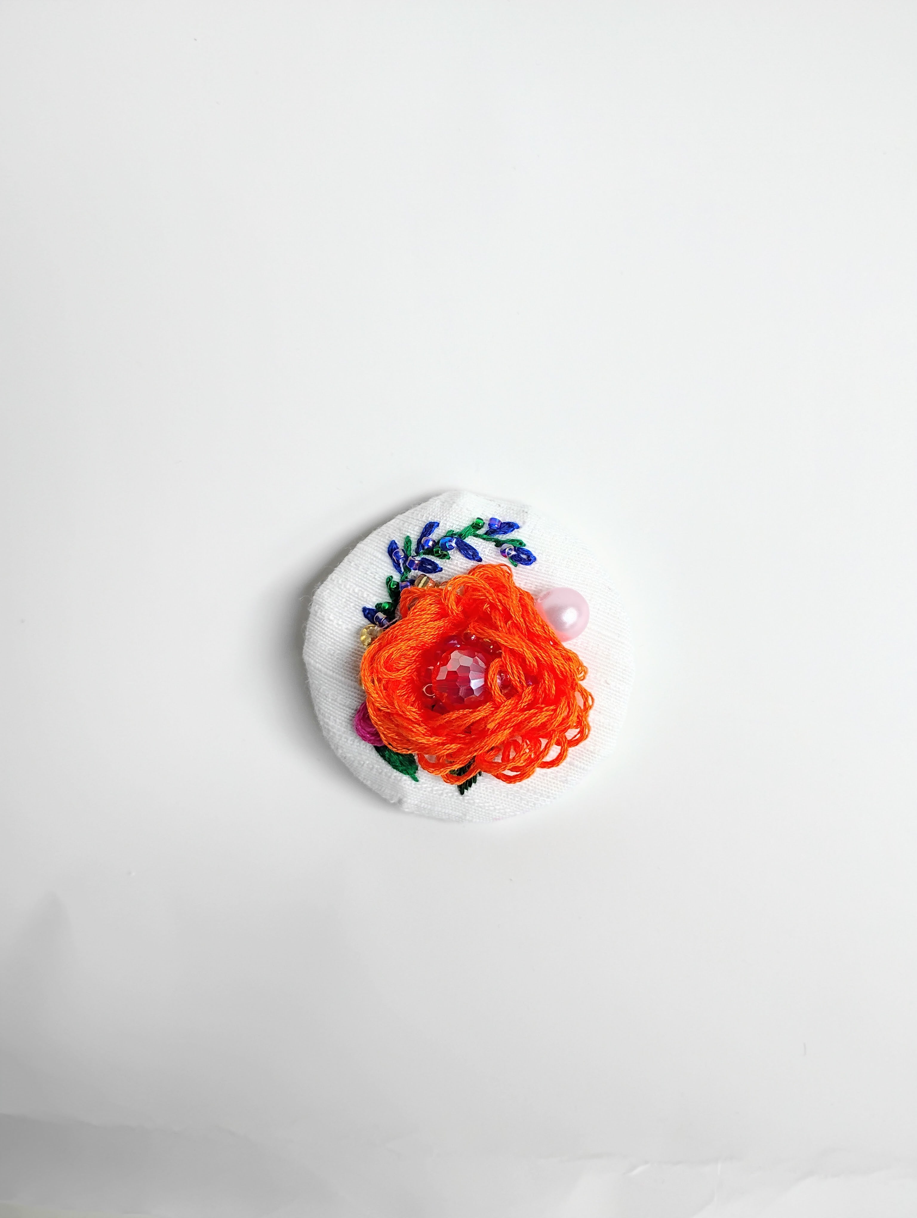 orange Flower Brooch 003- Handcrafted Statement Jewelry