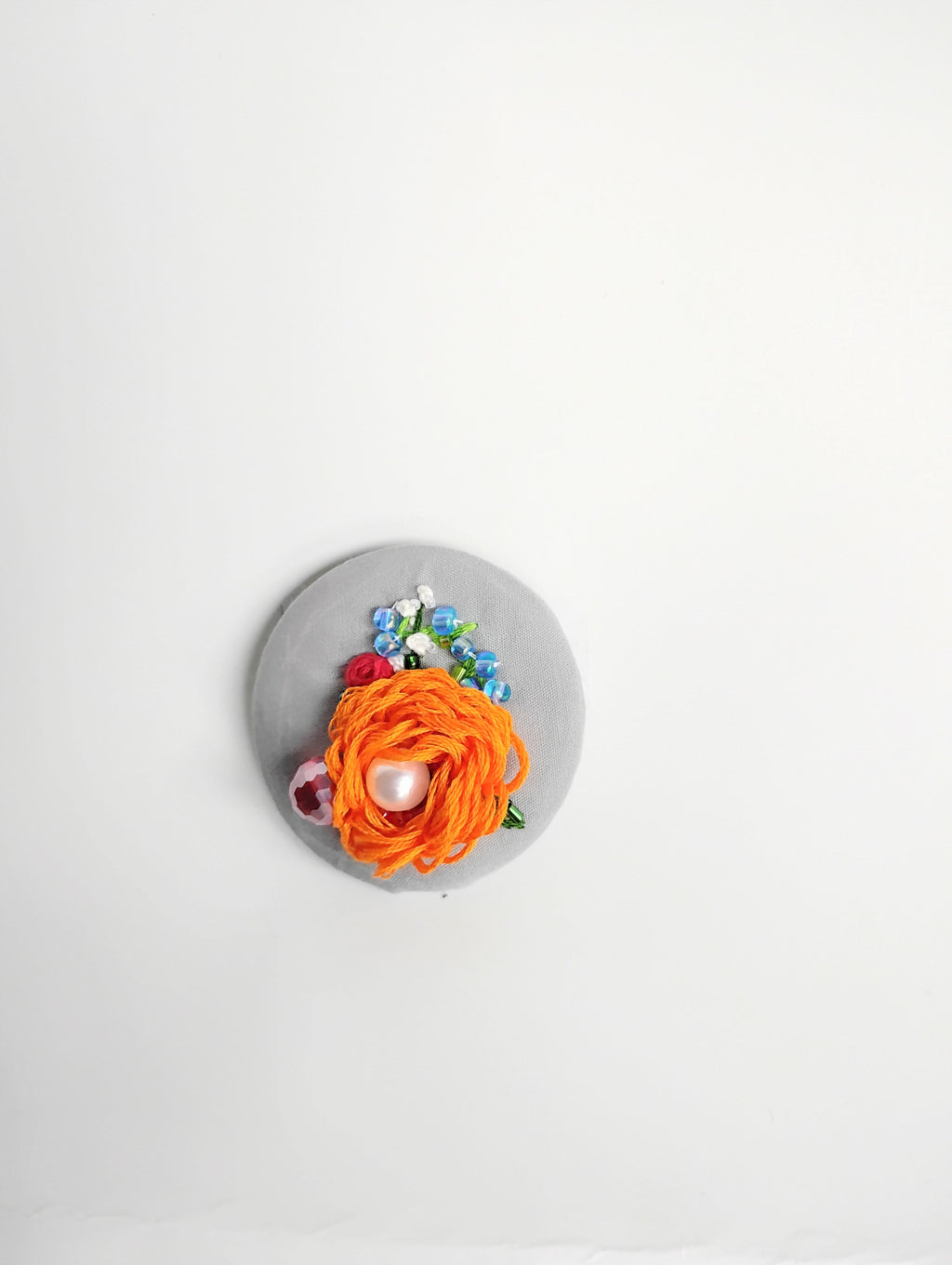 orange Flower Brooch 005- Handcrafted Statement Jewelry
