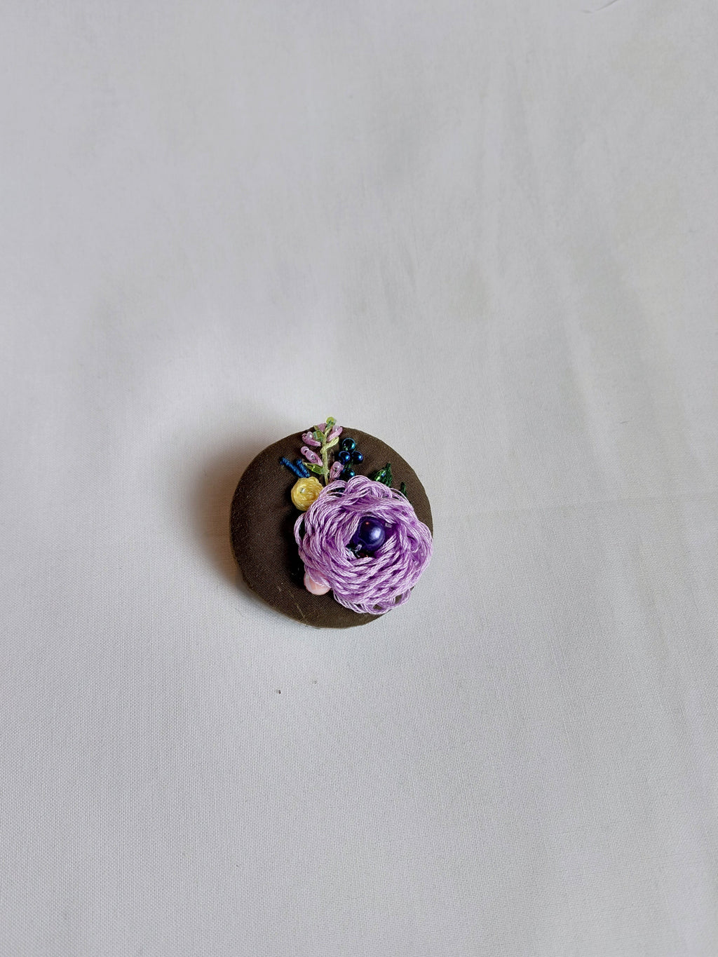 Purple flower brooch 013