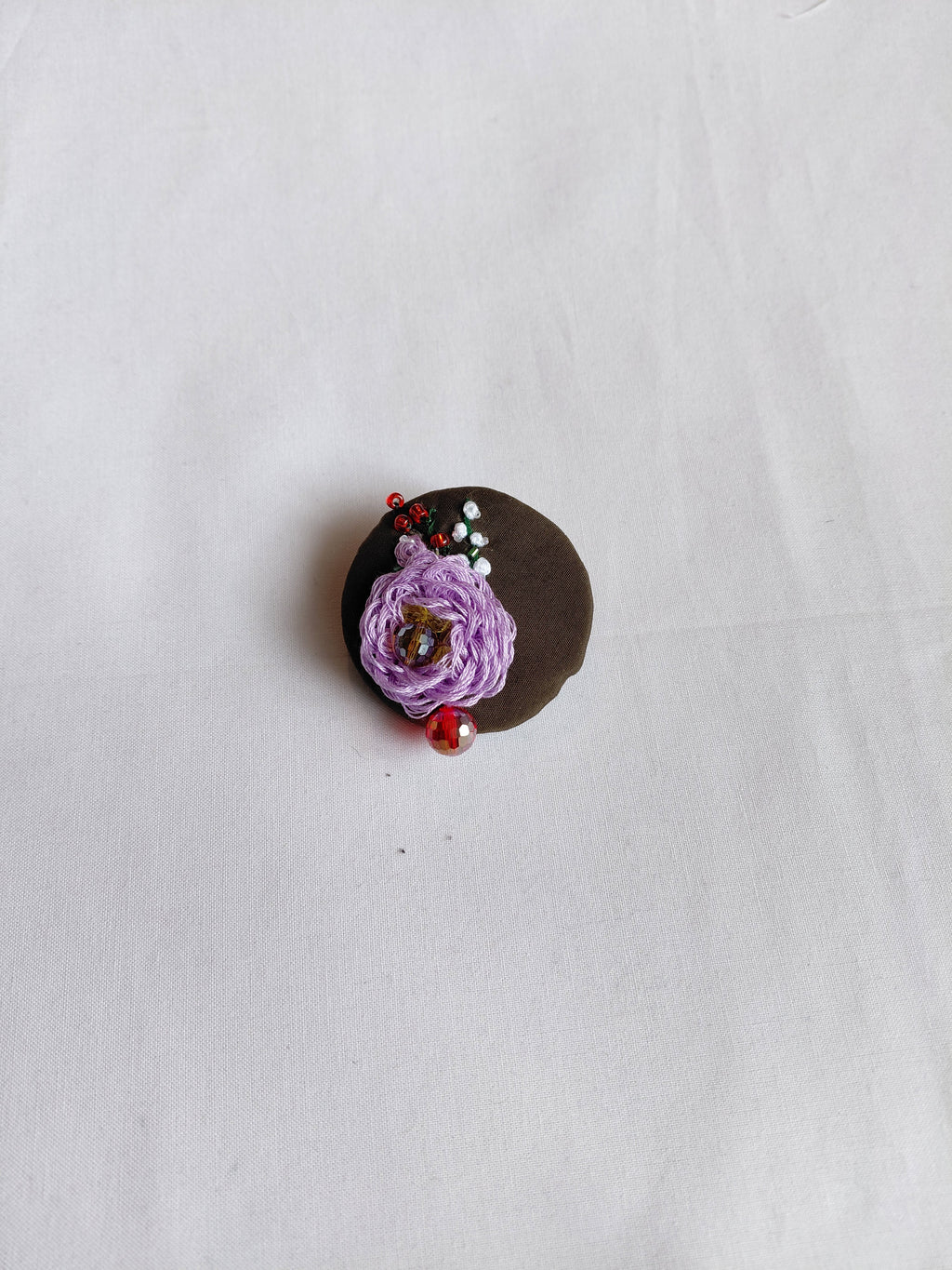 Purple flower brooch 014
