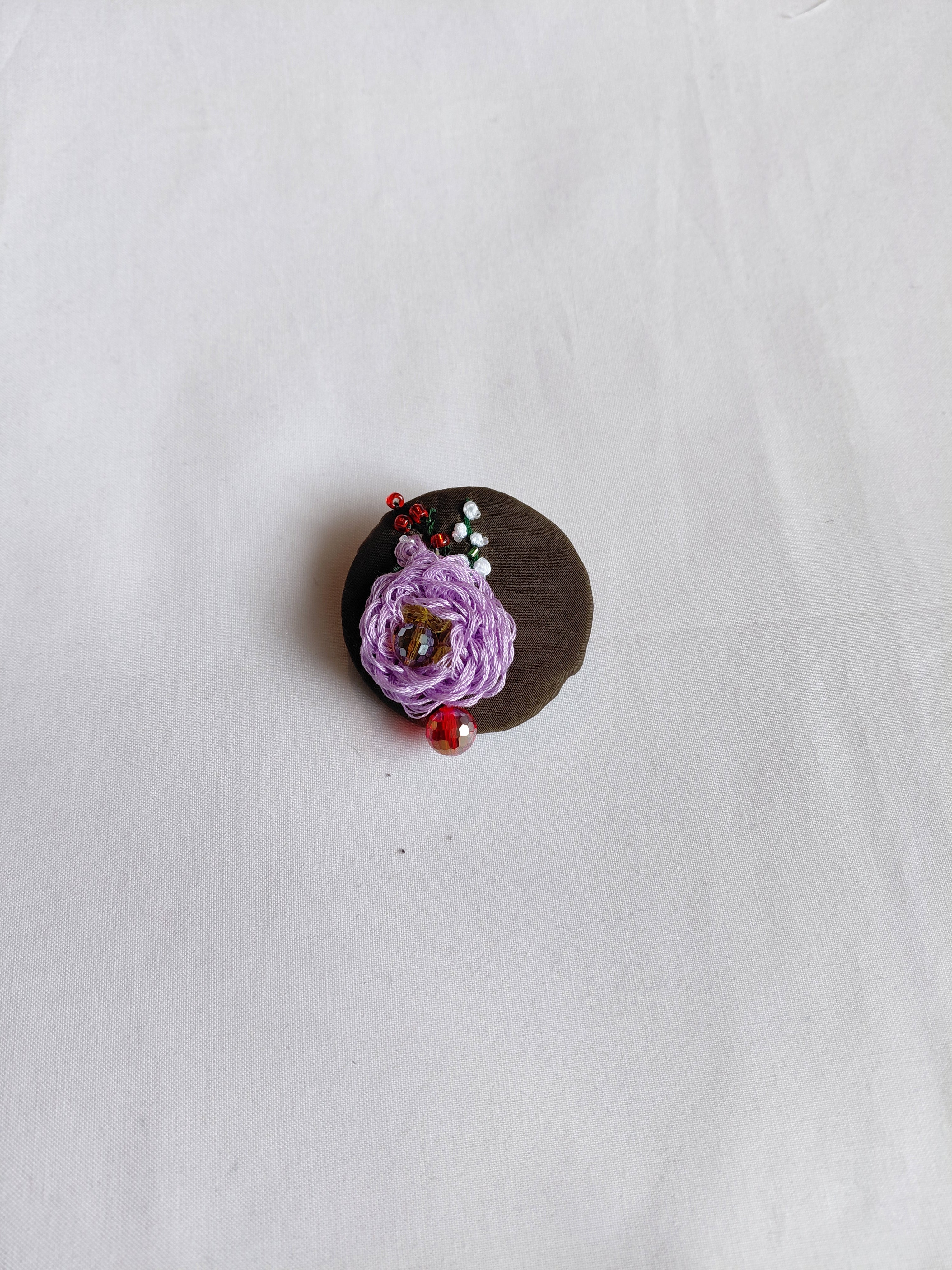 Purple flower brooch 014