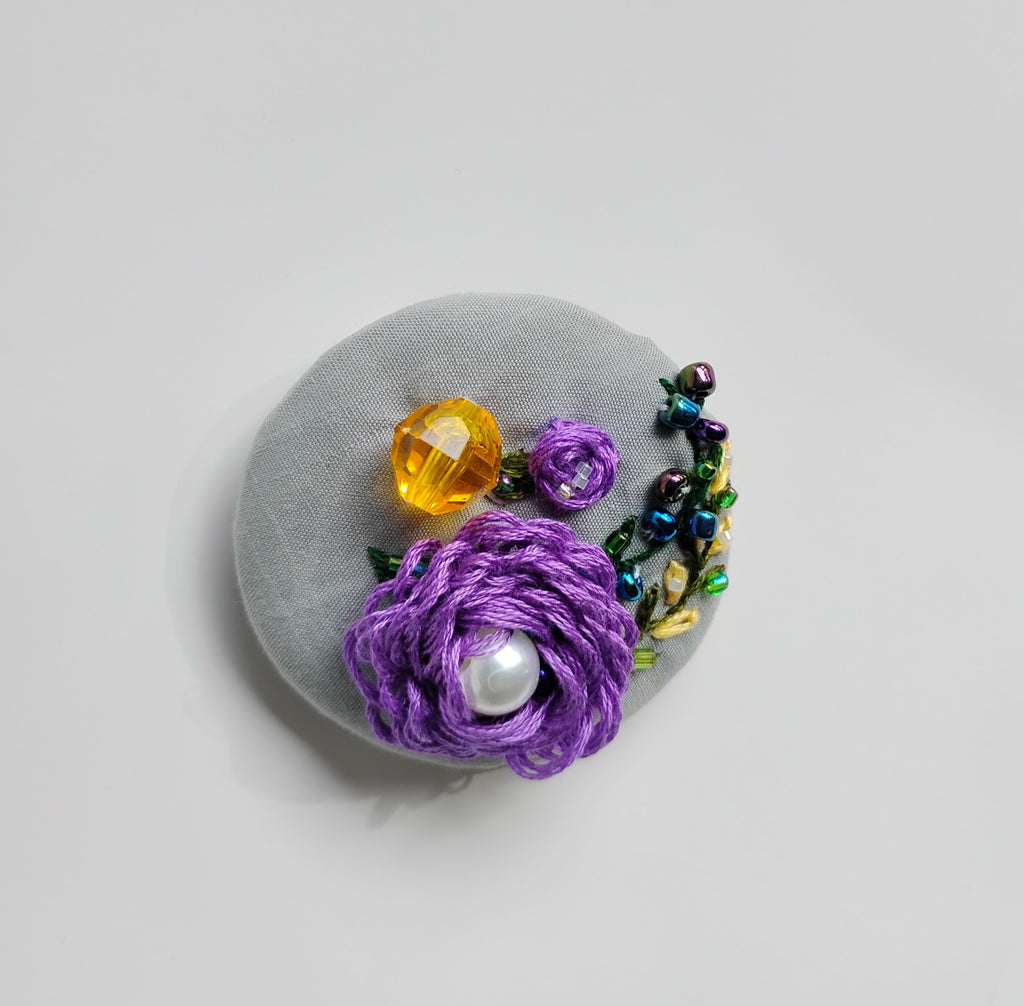 purple flower brooch 009- Handcrafted Statement Jewelry