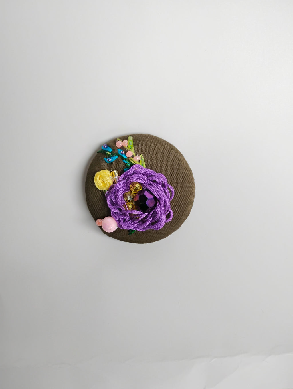 purple Flower Brooch 002- Handcrafted Statement Jewelry