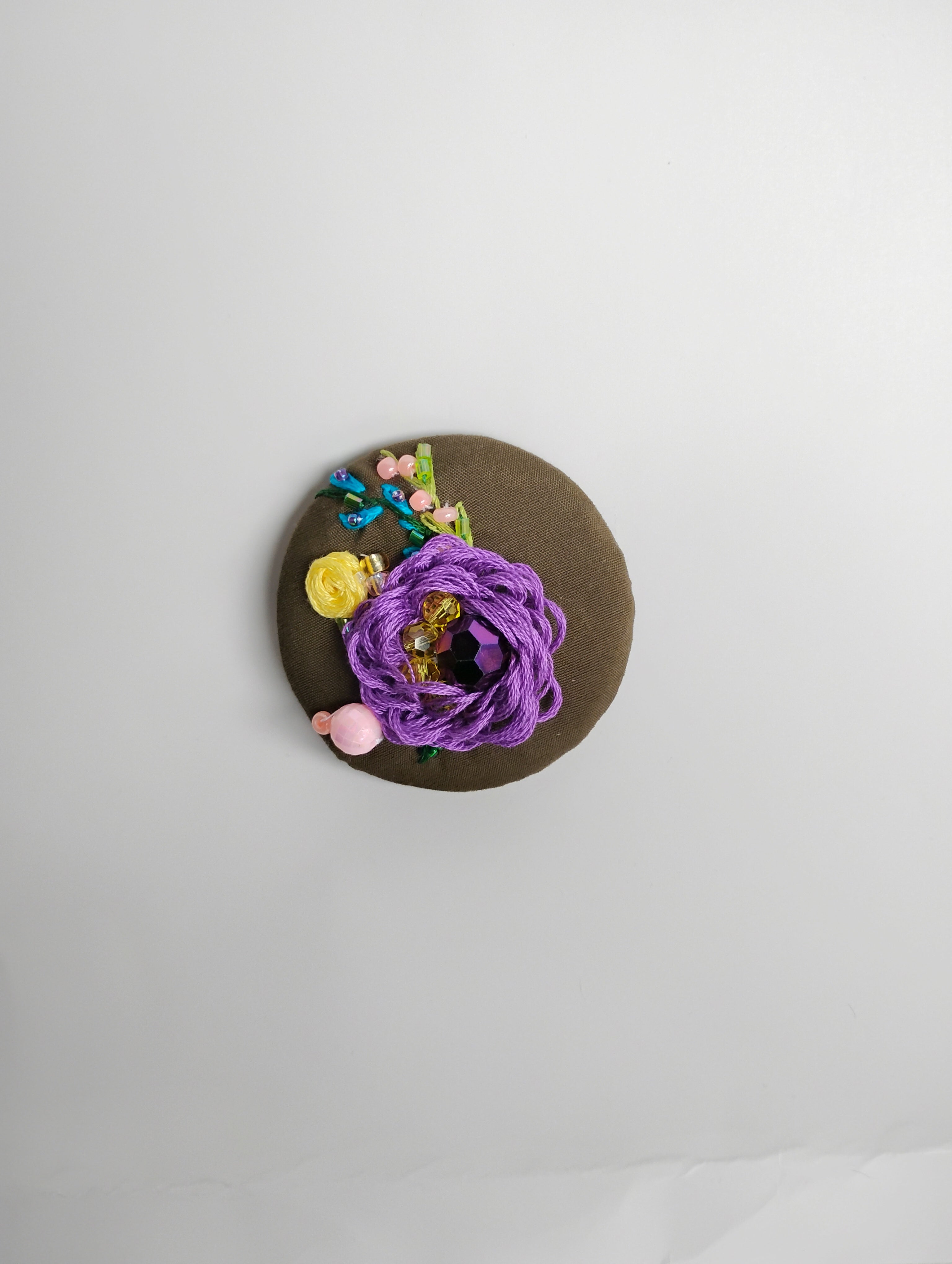 purple Flower Brooch 002- Handcrafted Statement Jewelry