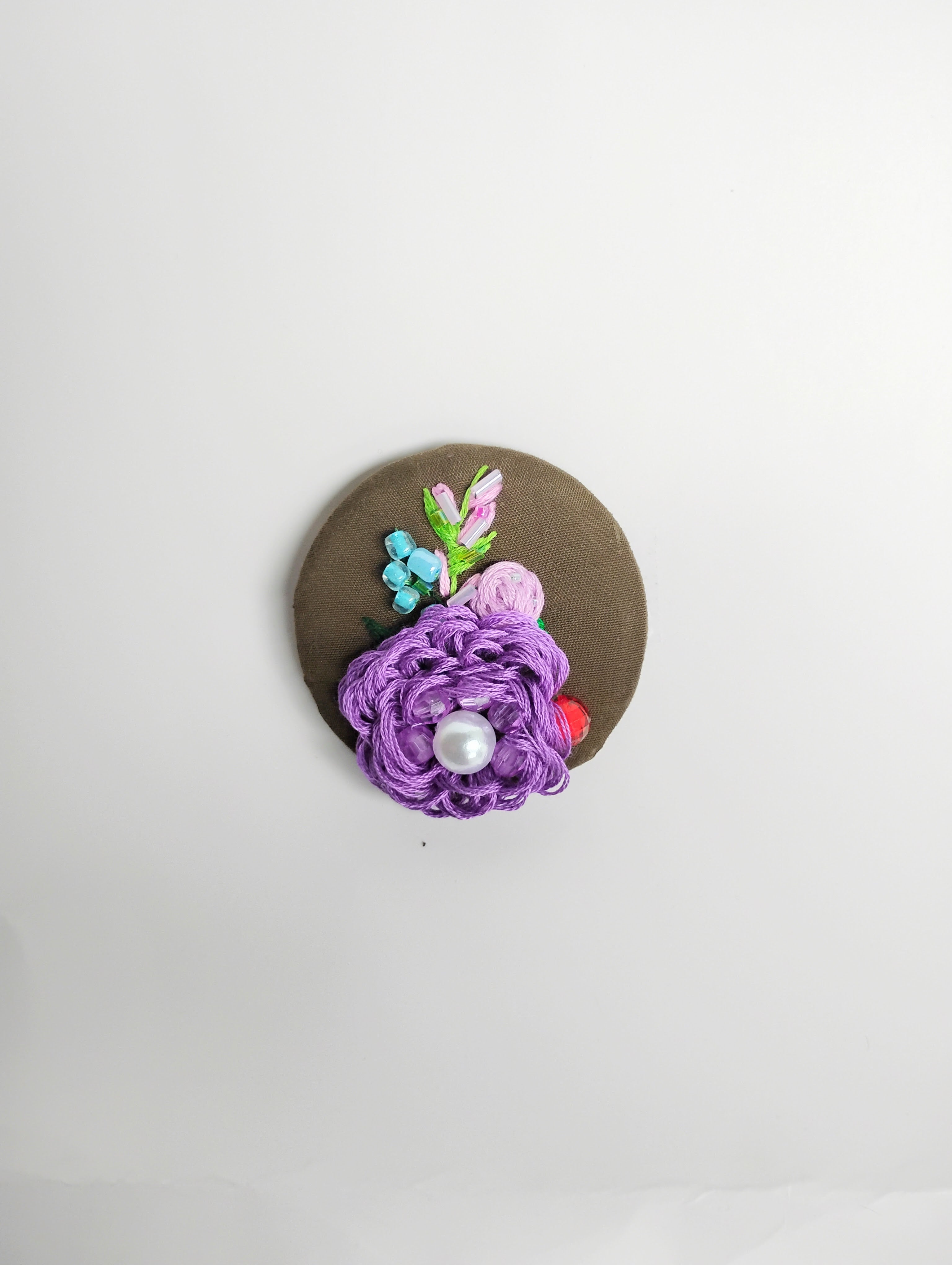 purple flower brooch 007- Handcrafted Statement Jewelry
