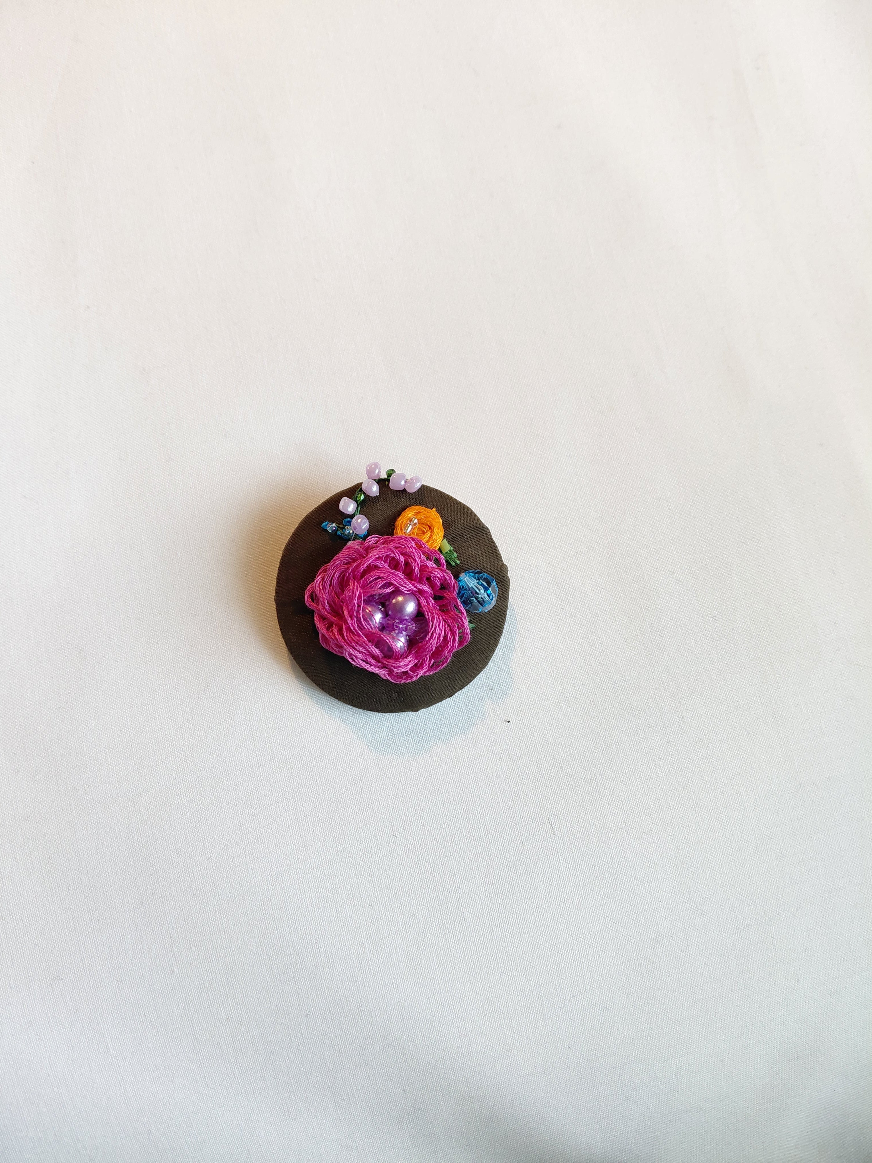fuschia flower brooch 002- Handcrafted Statement Jewelry