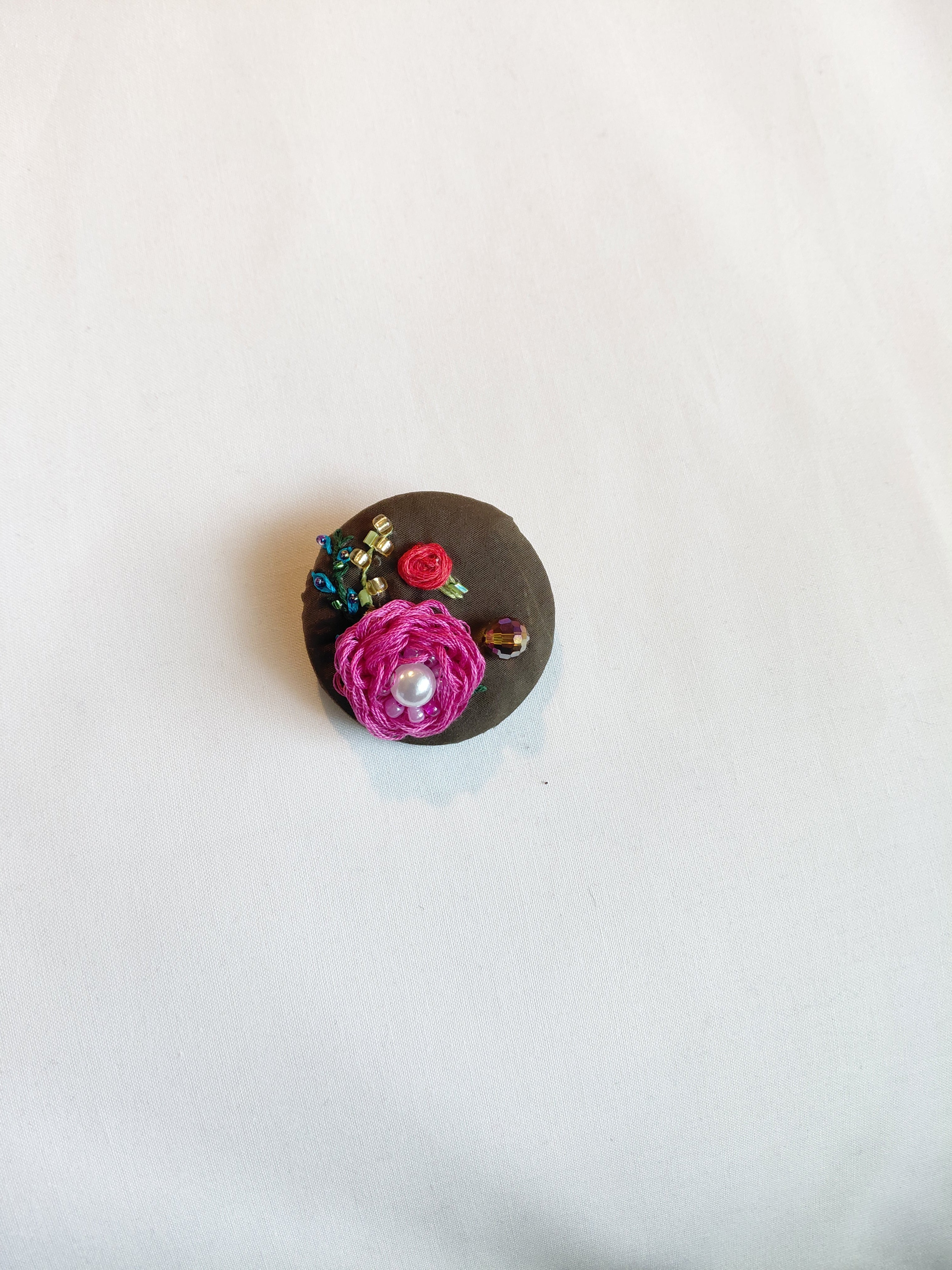 fuschia flower brooch 003