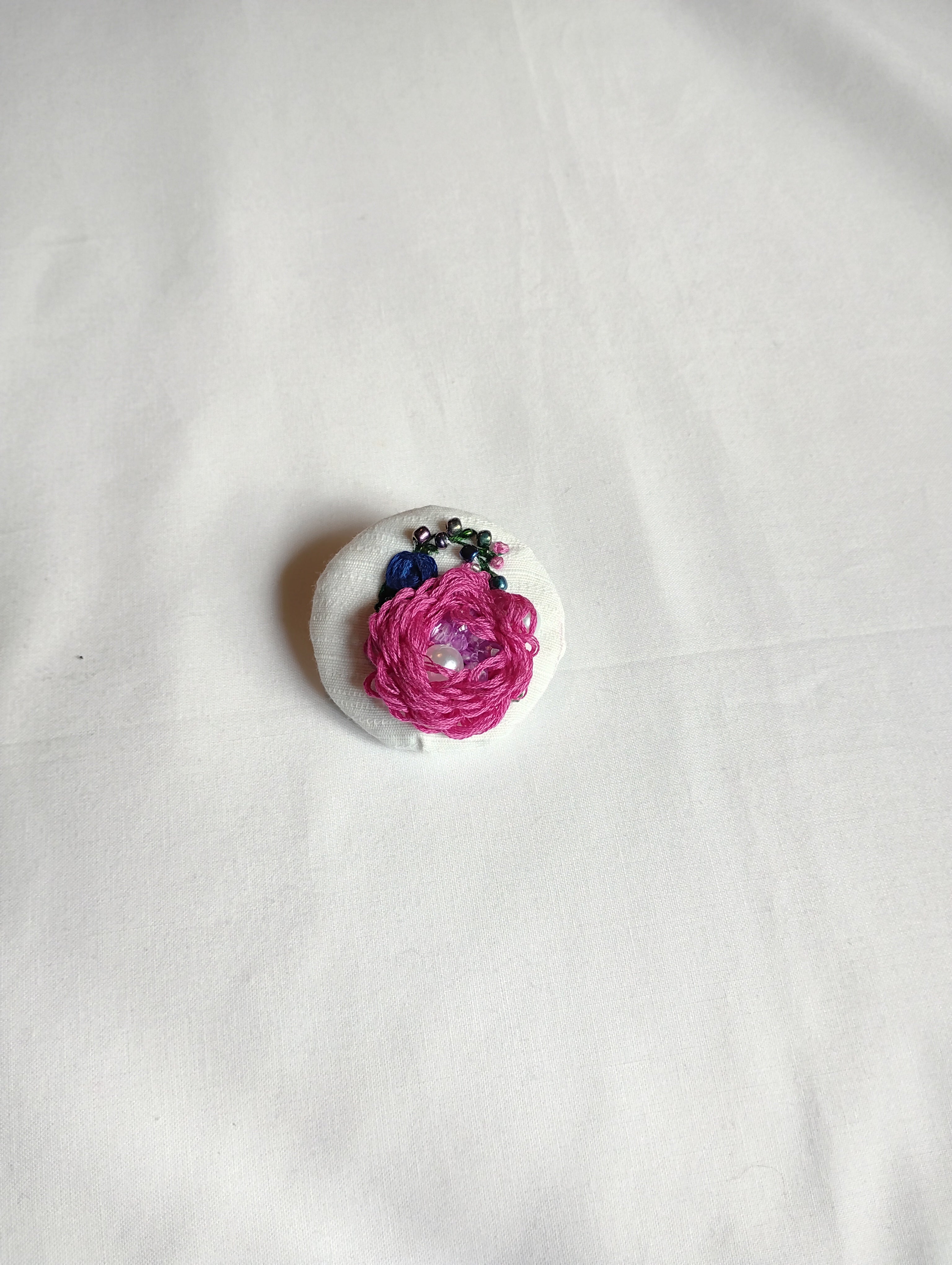 fuschia flower brooch 004