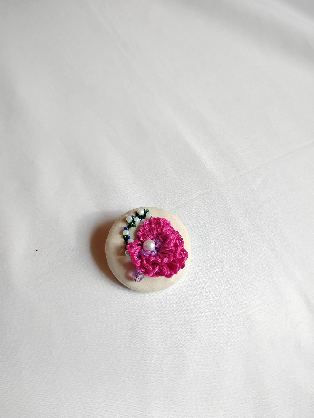 fuschia flower brooch 005- Handcrafted Statement Jewelry