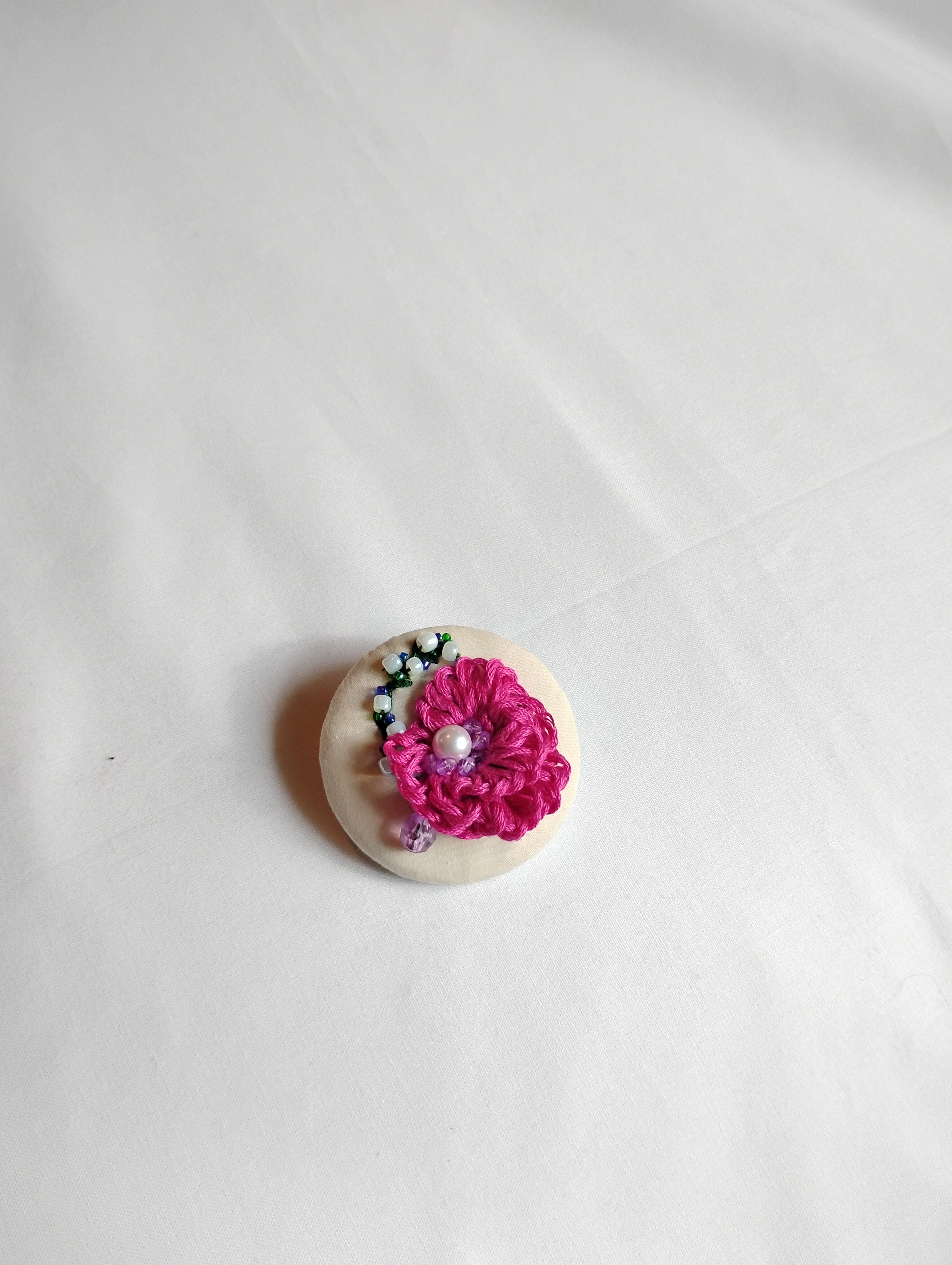 fuschia flower brooch 005- Handcrafted Statement Jewelry