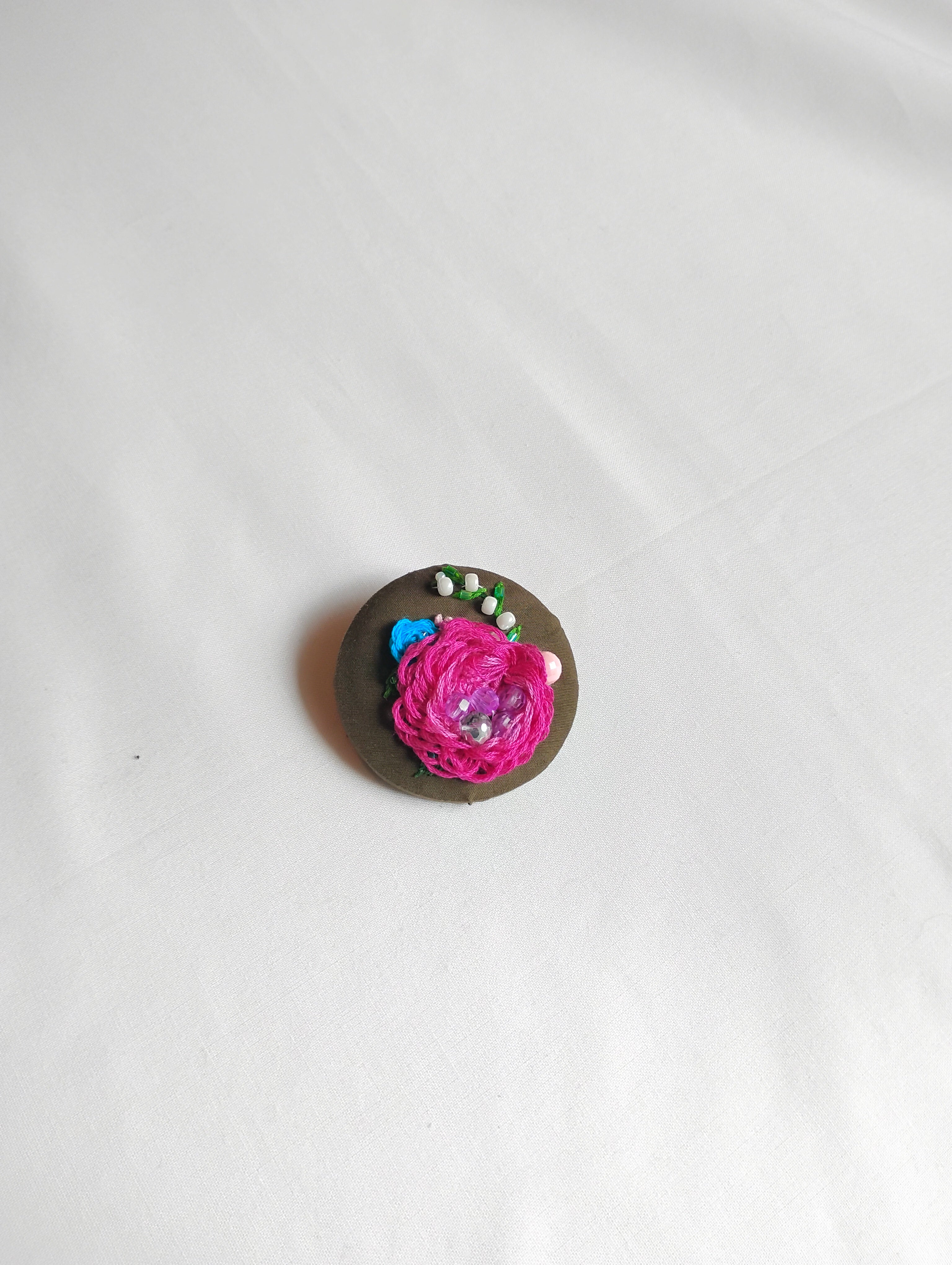 fuschia flower brooch 006- Handcrafted Statement Jewelry