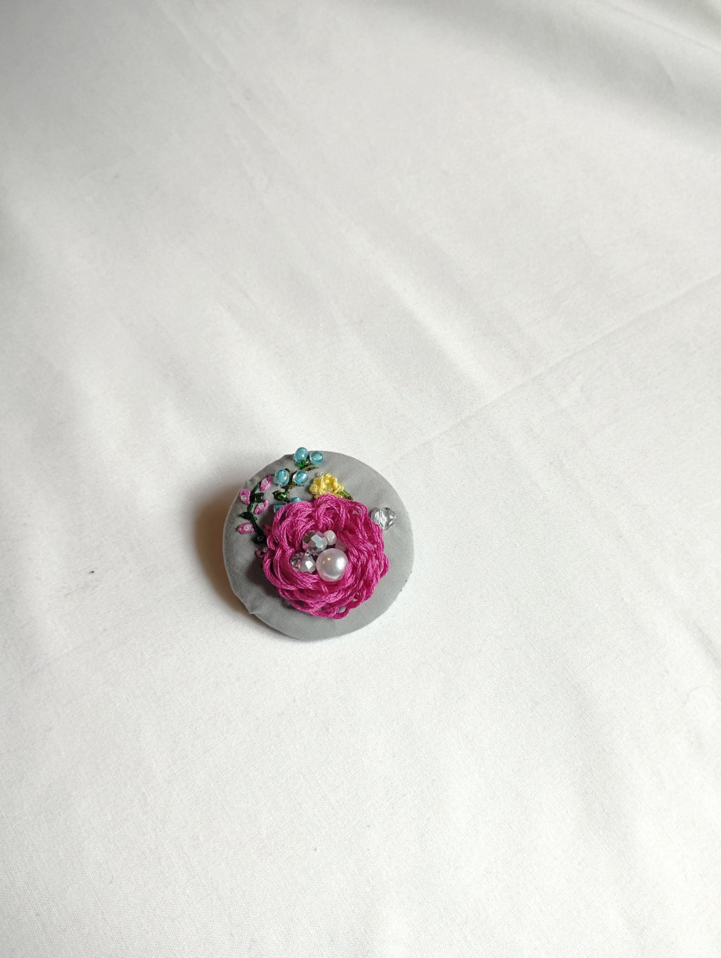 fuschia flower brooch 008
