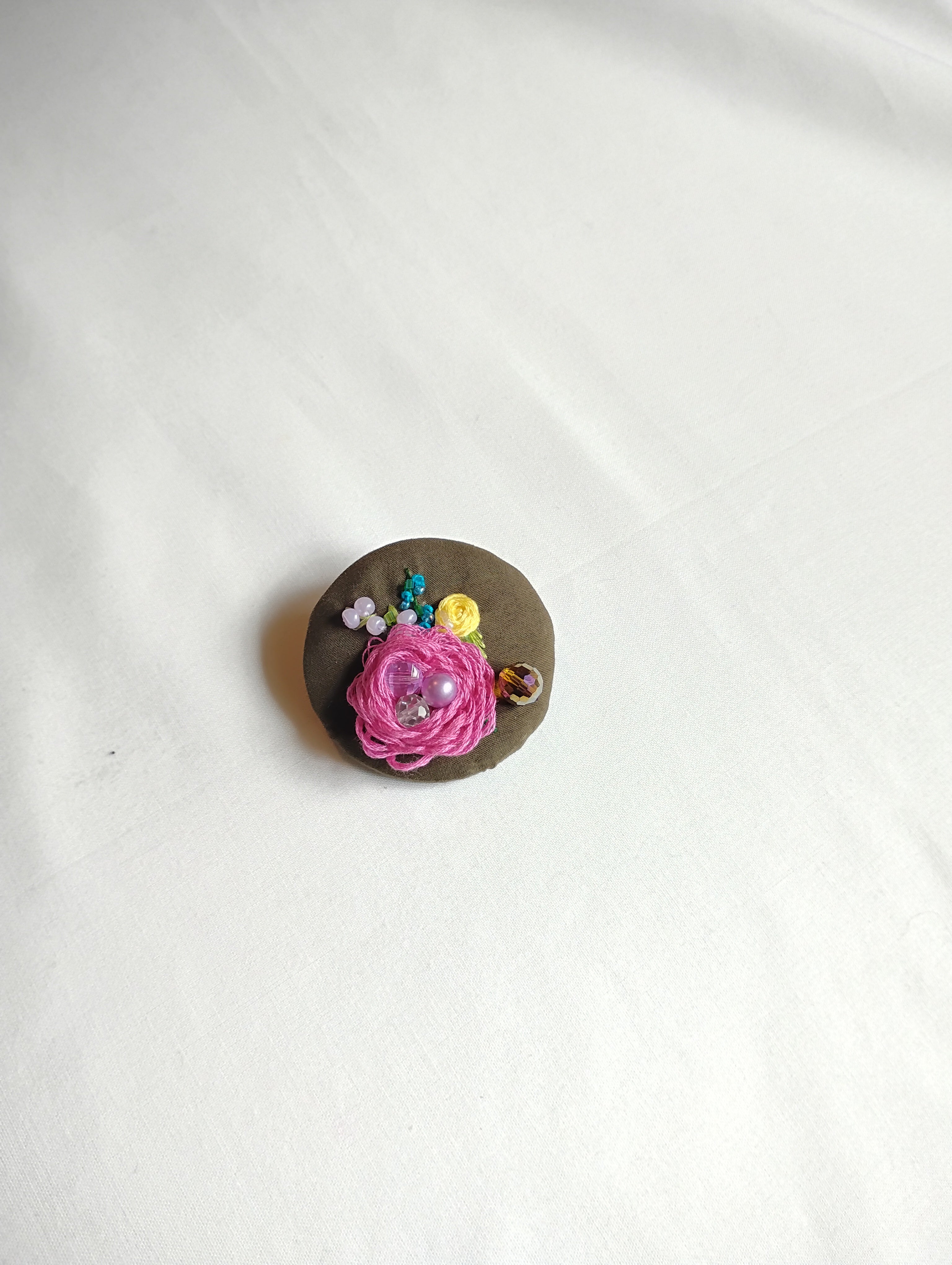 fuschia flower brooch 009- Handcrafted Statement Jewelry