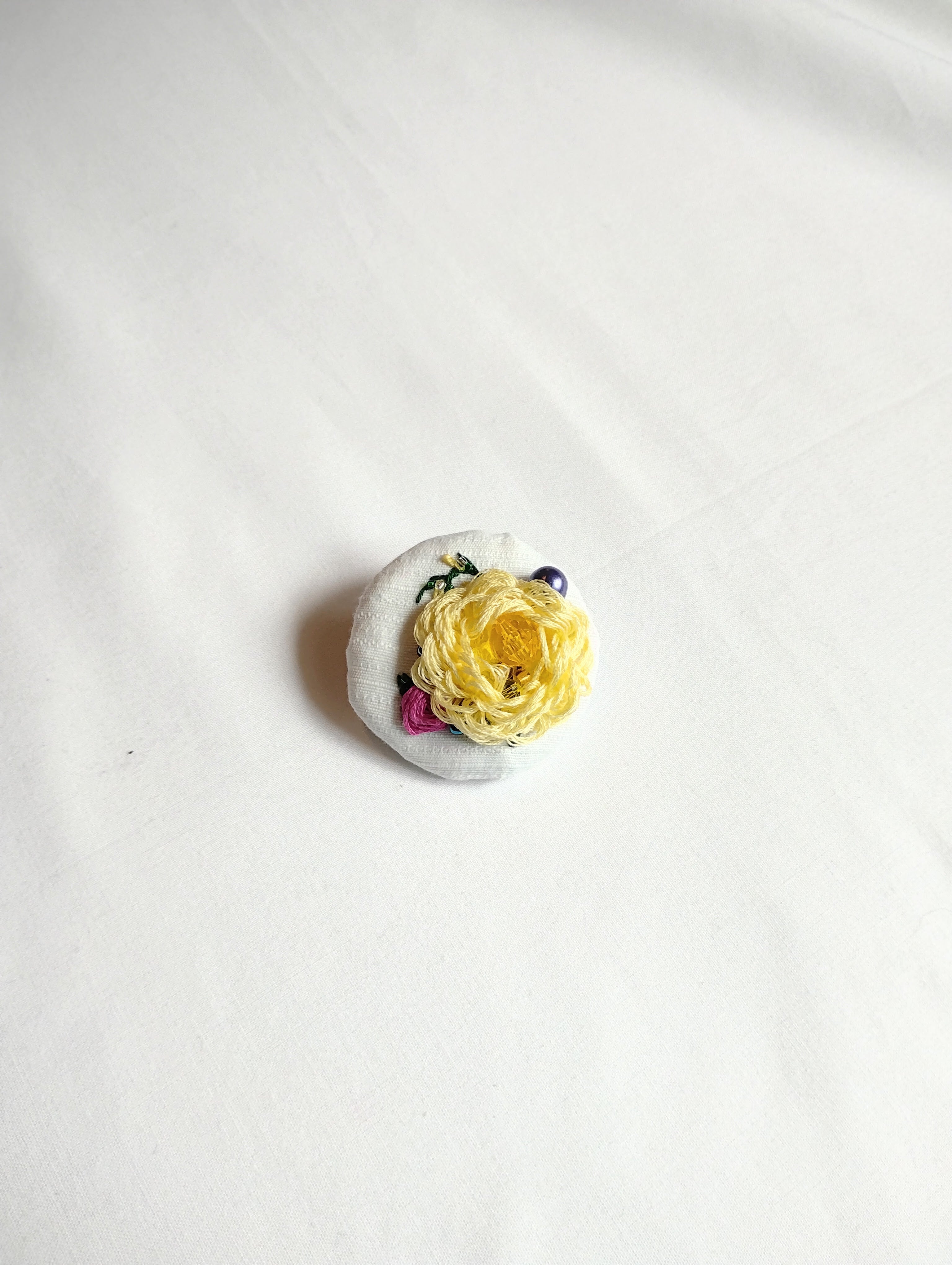 yellow flower brooch 001- Handcrafted Statement Jewelry