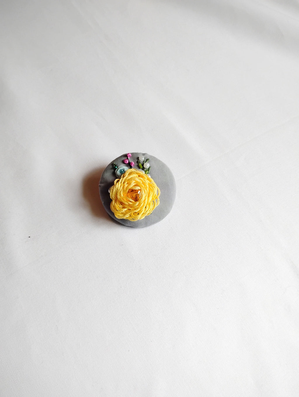 yellow flower brooch 002- Handcrafted Statement Jewelry