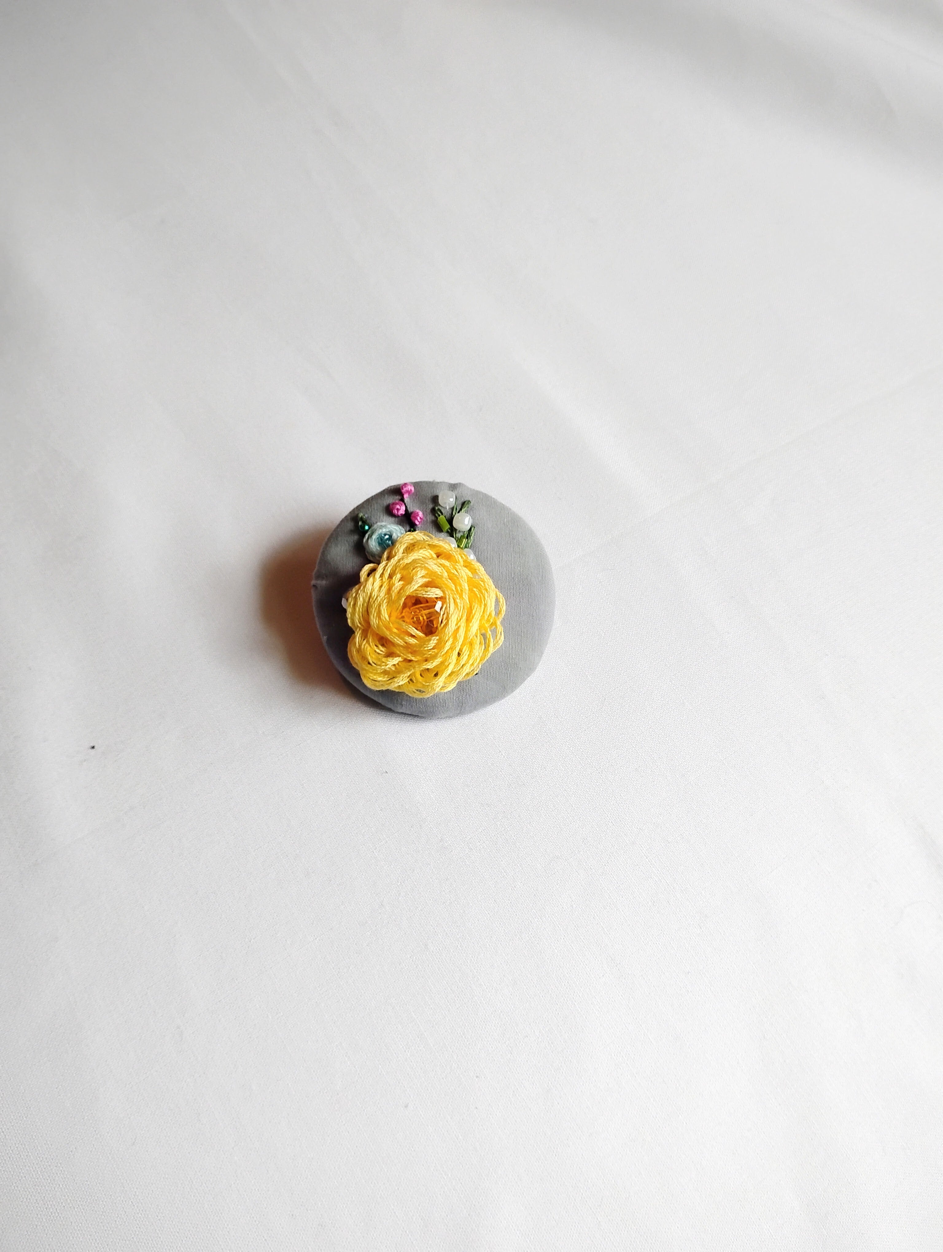 yellow flower brooch 002- Handcrafted Statement Jewelry
