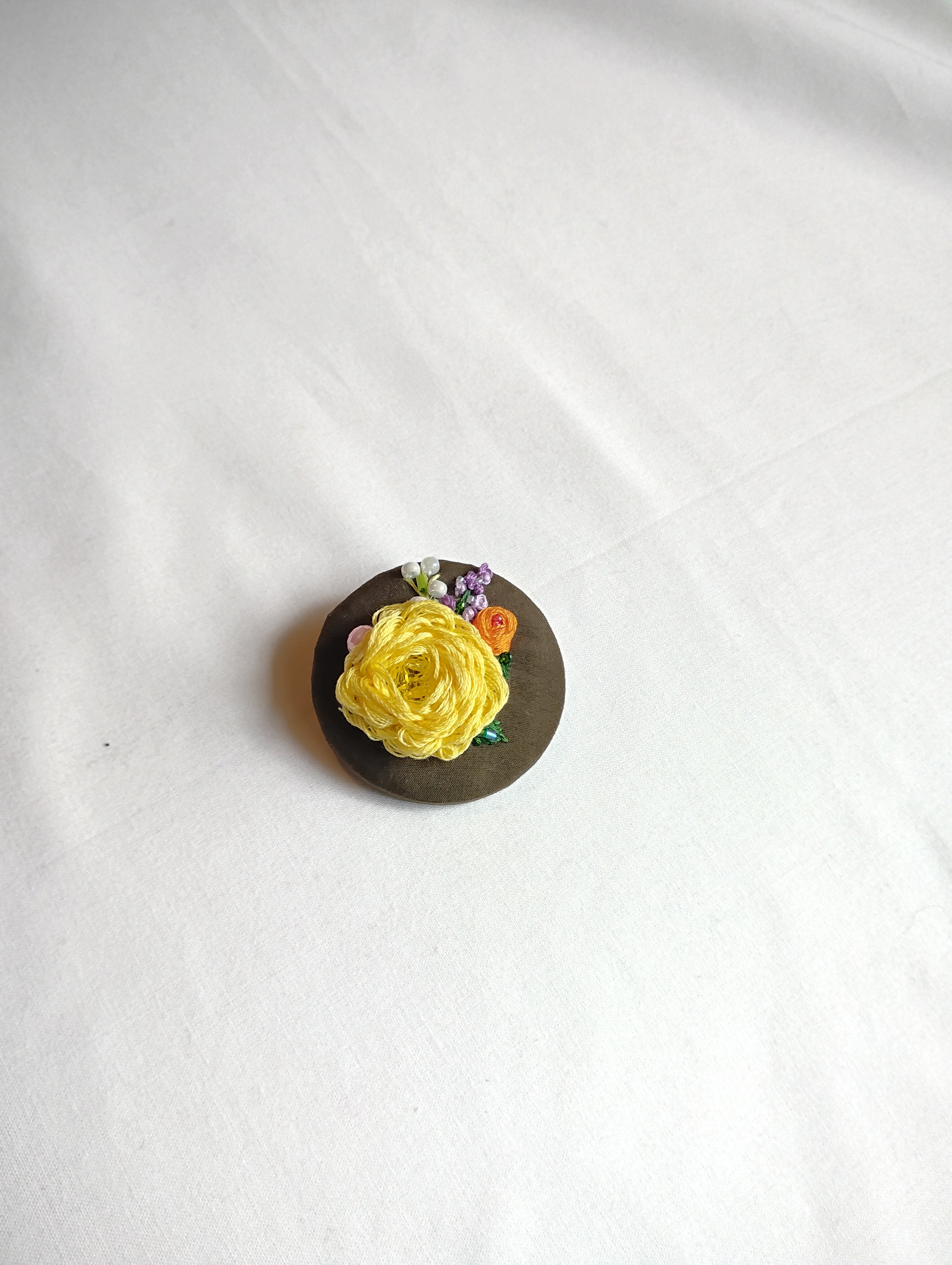 yellow flower brooch 003- Handcrafted Statement Jewelry