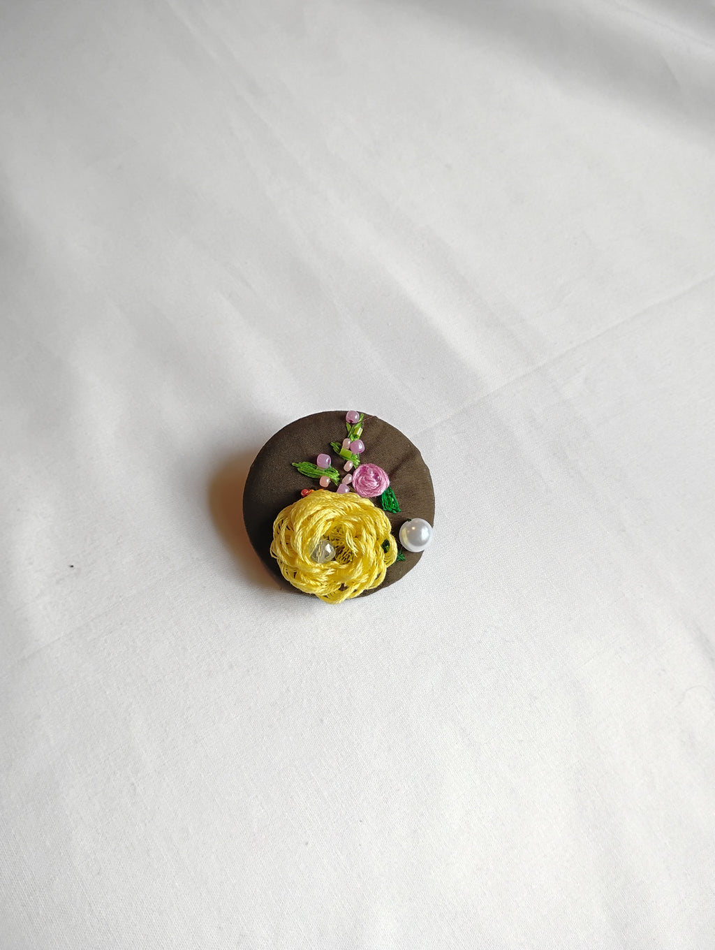 yellow flower brooch 005- Handcrafted Statement Jewelry